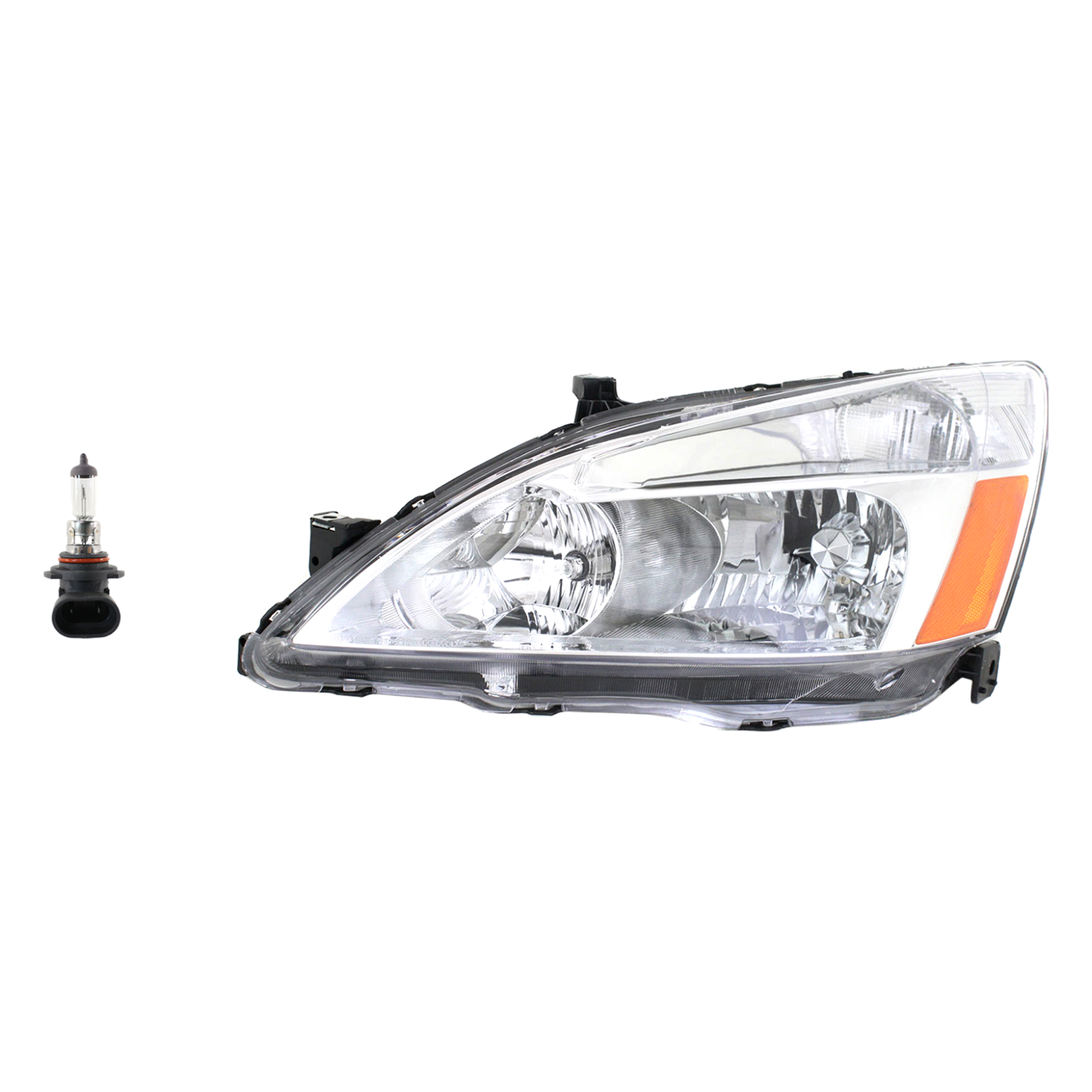 AM ACCORD 03-07 HEAD LAMP LH Assembly Halogen 2 pc Kit with Headlight Bulb CAPA SKU KIT 041423-459 Partslink HO2502120C OEM 33151SDAA01 H83155101