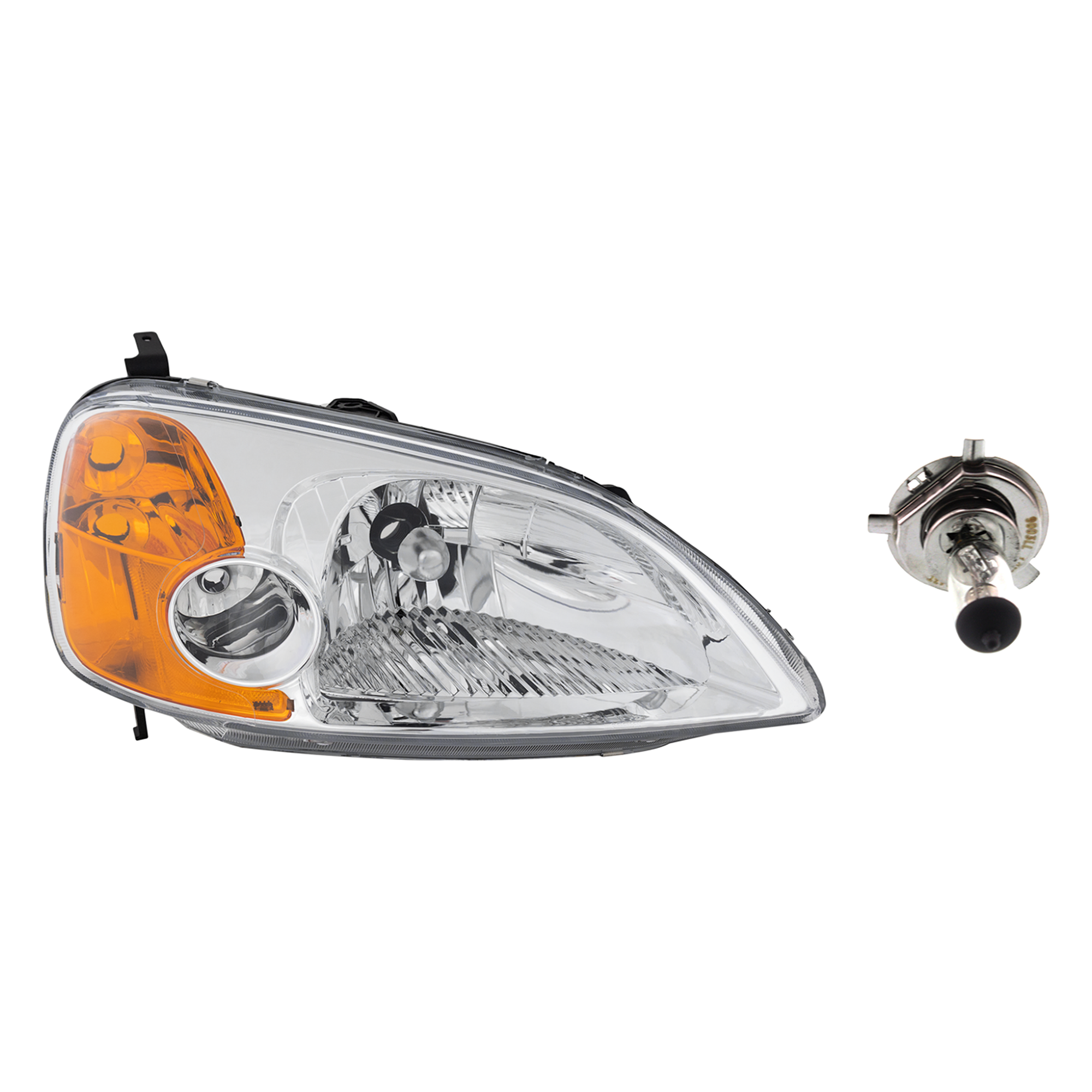 AM CIVIC 01-03 HEAD LAMP RH Assembly Halogen 2 pc Kit with Headlight Bulb SKU KIT 041423-468