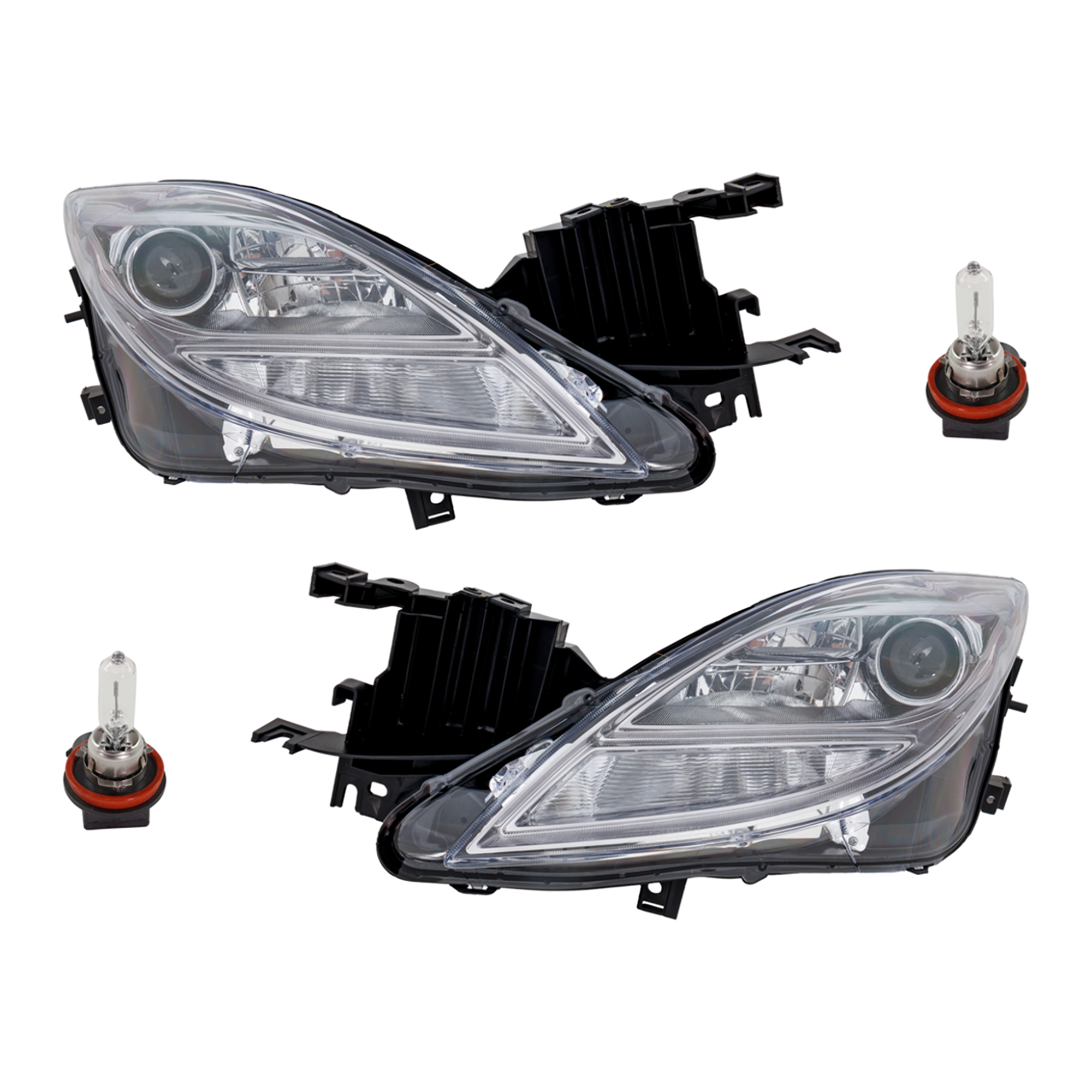 AM MAZDA 6-09-10 HEAD LAMP RH AND LH Assembly Halogen 4 pc Kit with Headlight Bulb SKU KIT 041423-54