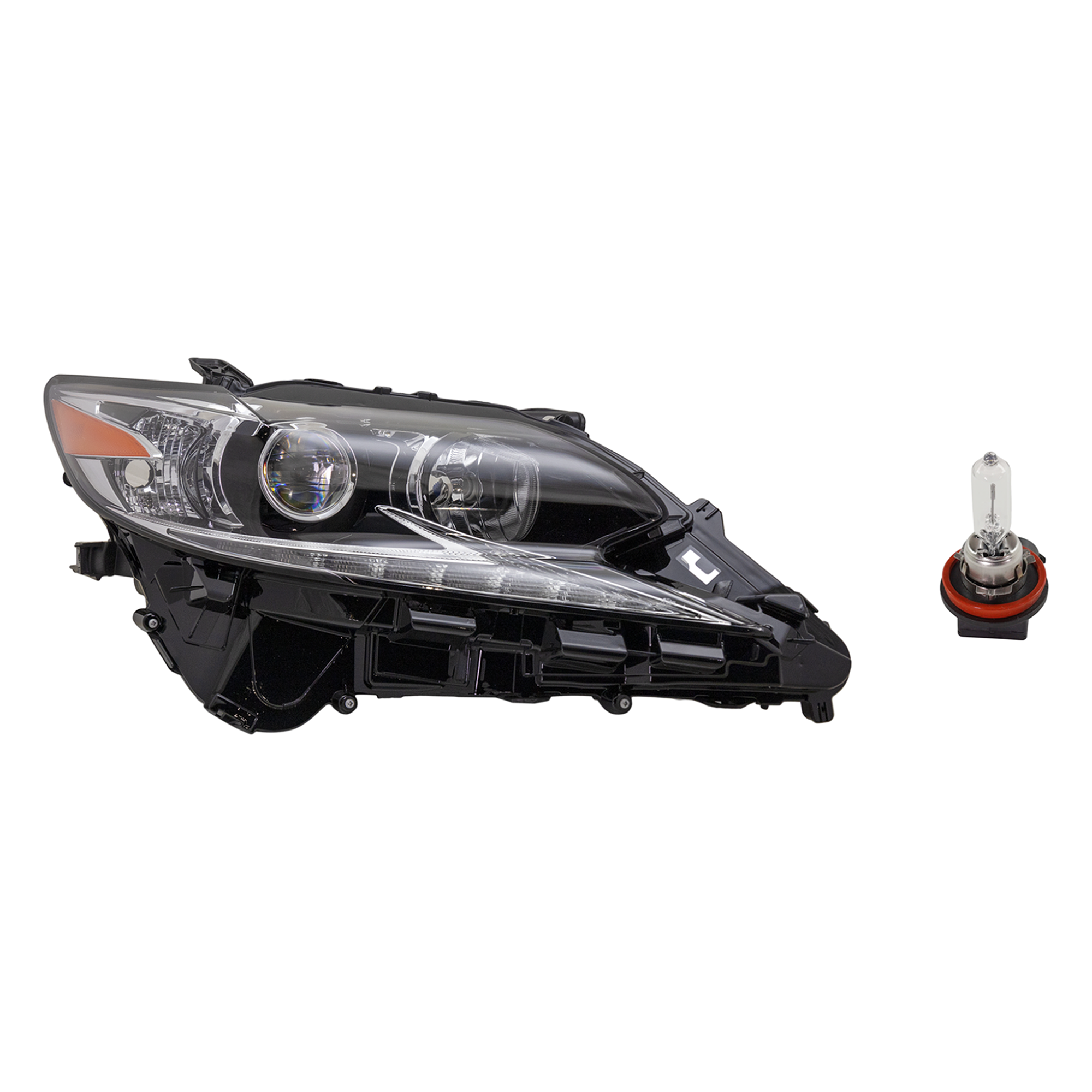 AM ES300H ES350-16-16 HEAD LAMP RH Assembly Halogen 2 pc Kit with Headlight Bulb SKU KIT 041423-573