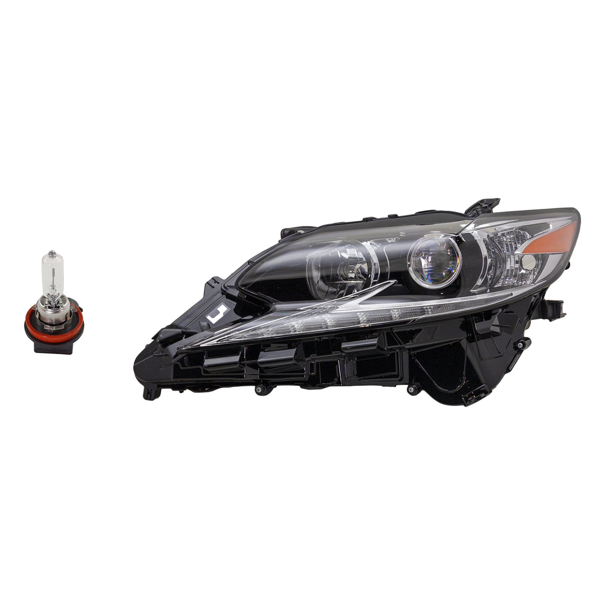 AM ES300H ES350-16-16 HEAD LAMP LH Assembly Halogen 2 pc Kit with Headlight Bulb SKU KIT 041423-574
