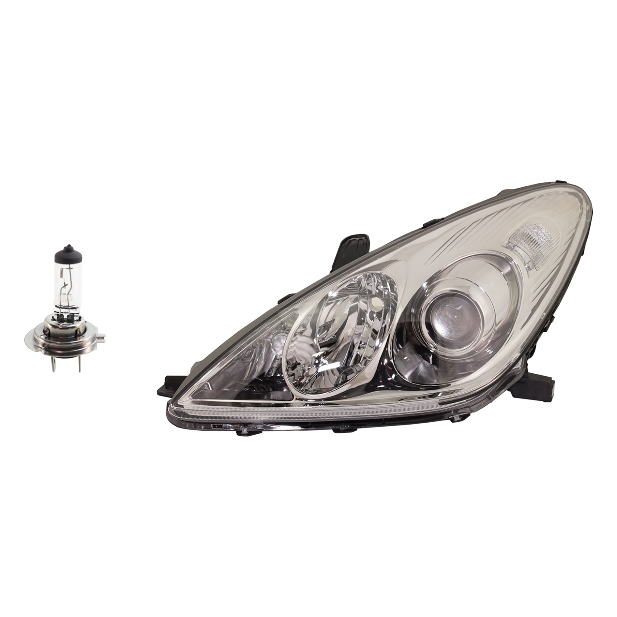AM ES330-04-06 HEAD LAMP LH Assembly Halogen 2 pc Kit with Headlight Bulb SKU KIT 041423-576