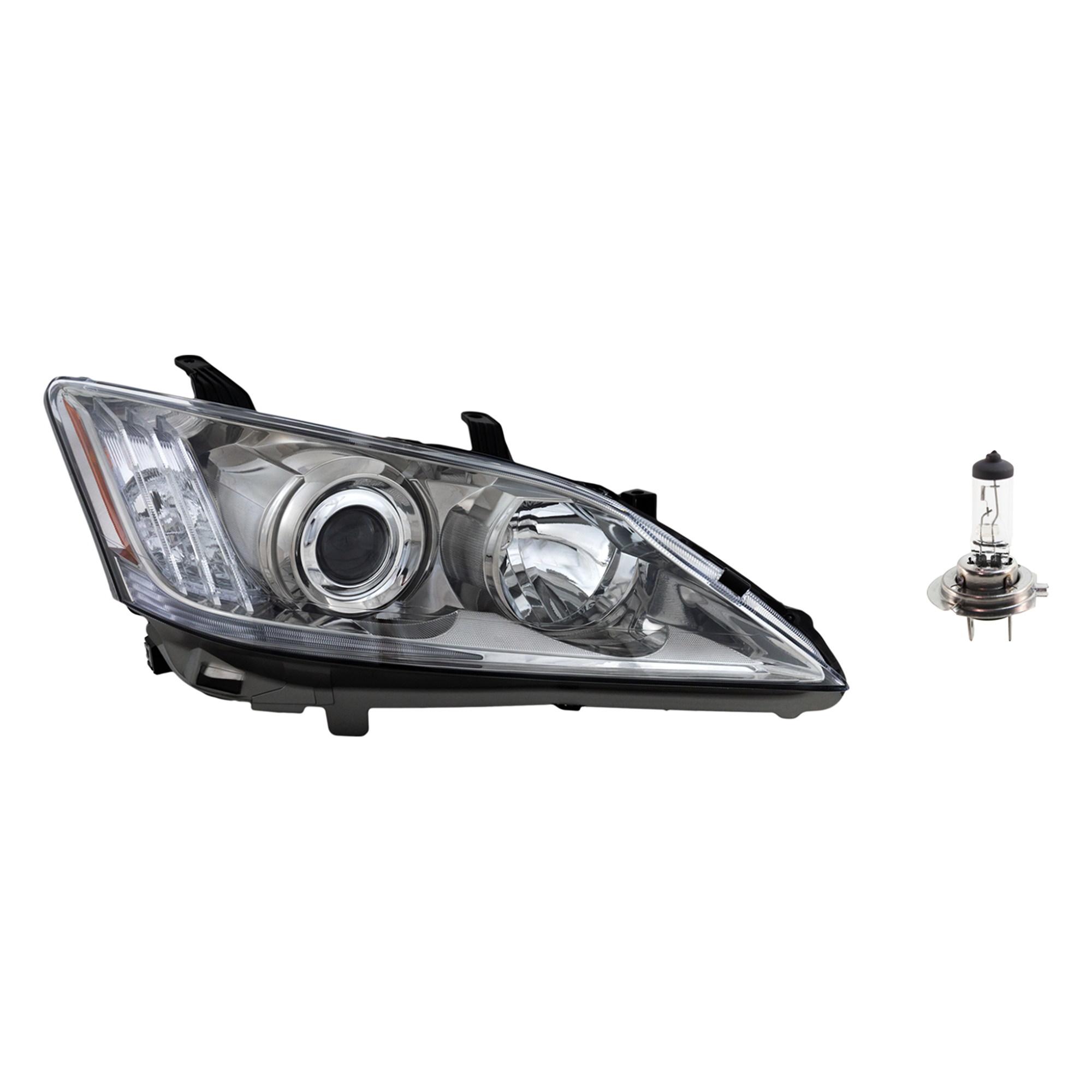 AM ES350-10-10 HEAD LAMP RH Assembly Halogen 2 pc Kit with Headlight Bulb SKU KIT 041423-604
