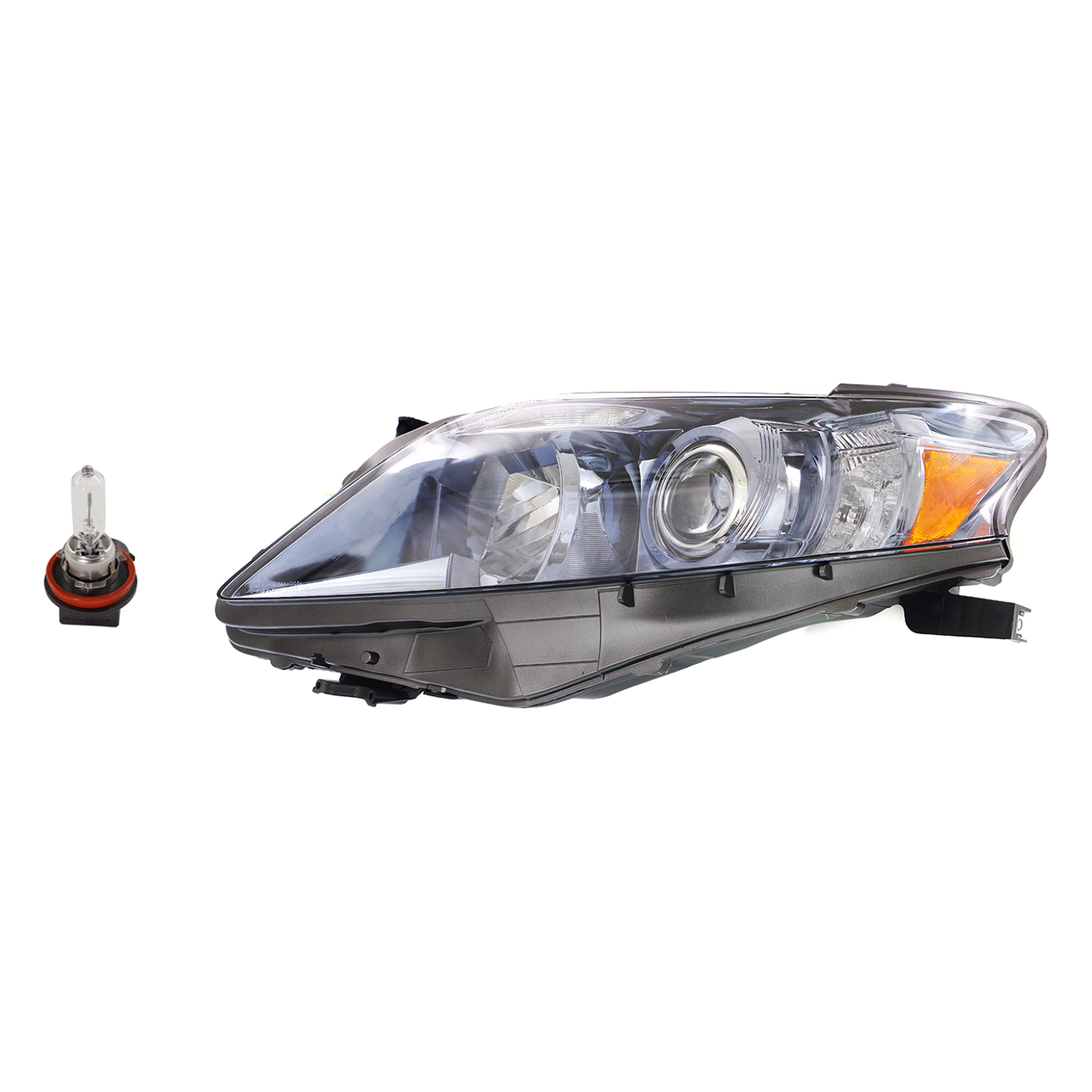 AM RX450H 10-12 HEAD LAMP LH Assembly Halogen 2 pc Kit with Headlight Bulb CAPA SKU KIT 041423-666 Partslink LX2518129C OEM 8117048750