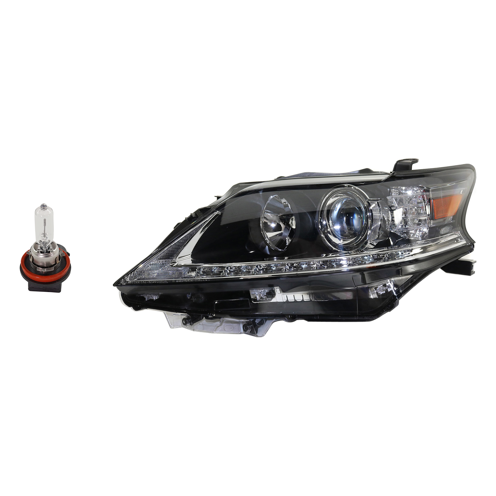 AM RX450H 13-15 HEAD LAMP LH Assembly Halogen 2 pc Kit with Headlight Bulb CAPA SKU KIT 041423-670 Partslink LX2518138C OEM 8117048A80