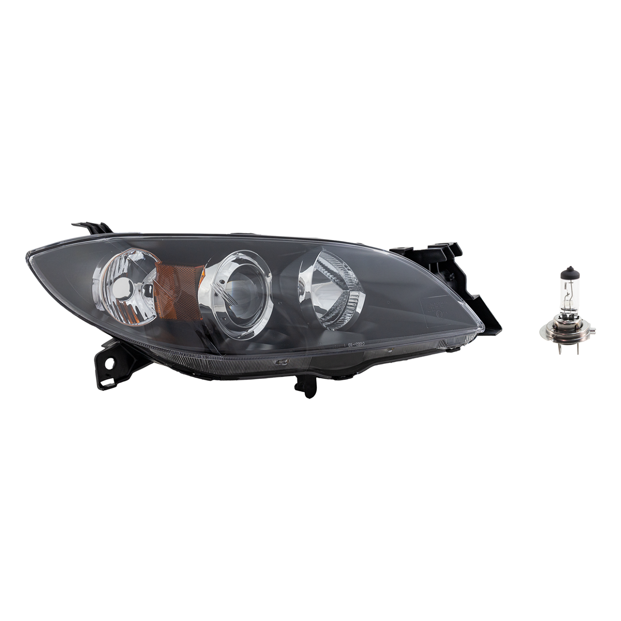 AM MAZDA 3-04-09 HEAD LAMP RH Assembly Halogen 2 pc Kit with Headlight Bulb SKU KIT 041423-678