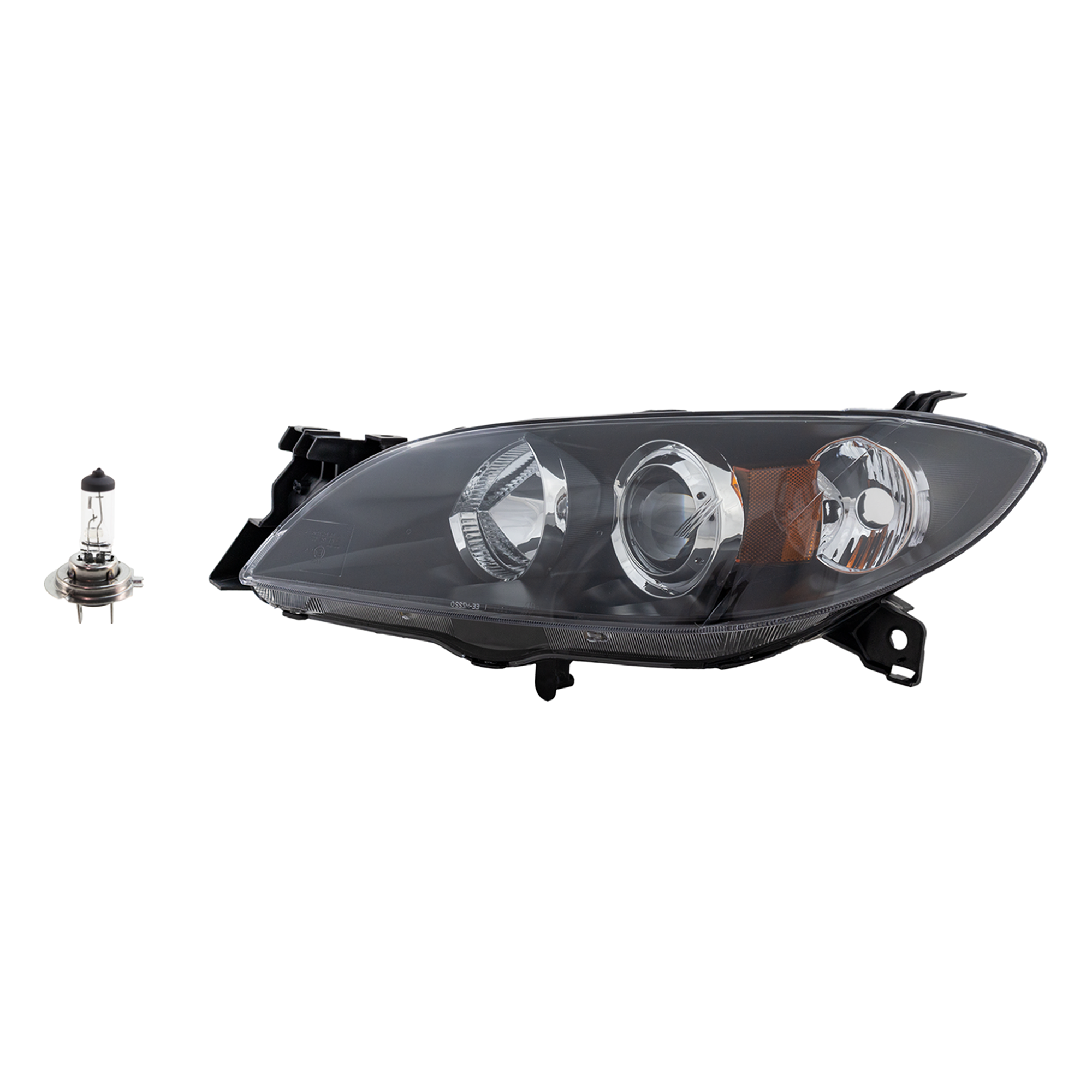 AM MAZDA 3-04-09 HEAD LAMP LH Assembly Halogen 2 pc Kit with Headlight Bulb SKU KIT 041423-679