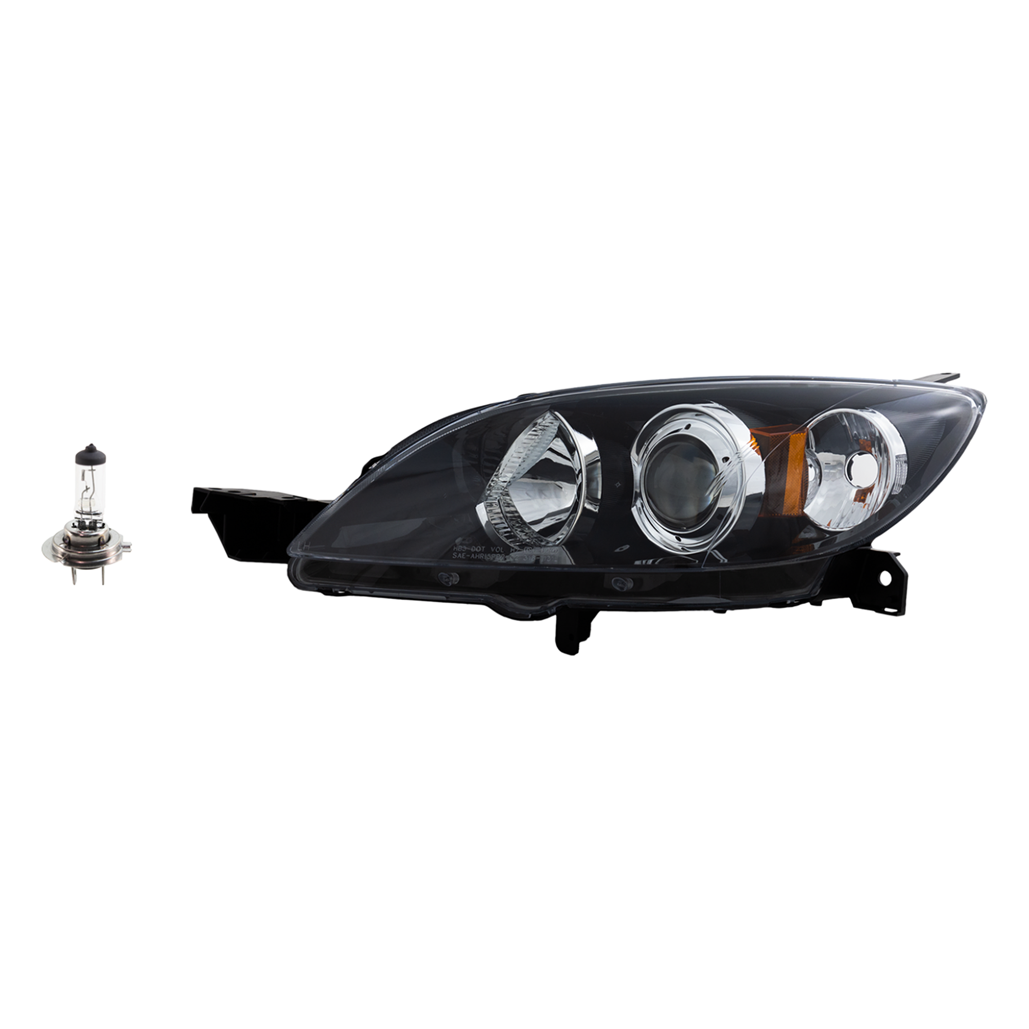 AM MAZDA 3-04-09 HEAD LAMP LH Assembly Halogen 2 pc Kit with Headlight Bulb SKU KIT 041423-682