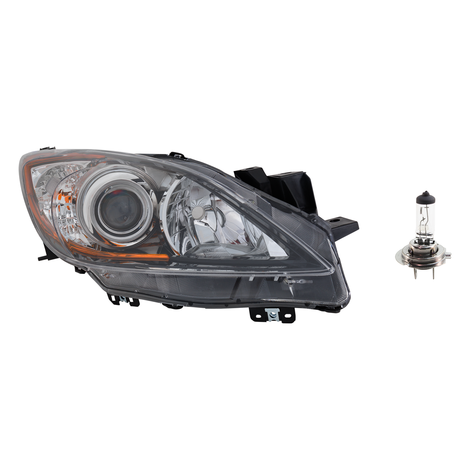 AM MAZDA 3-10-10 HEAD LAMP RH 2 pc Kit Assembly Halogen with Headlight Bulb SKU KIT 041423-720