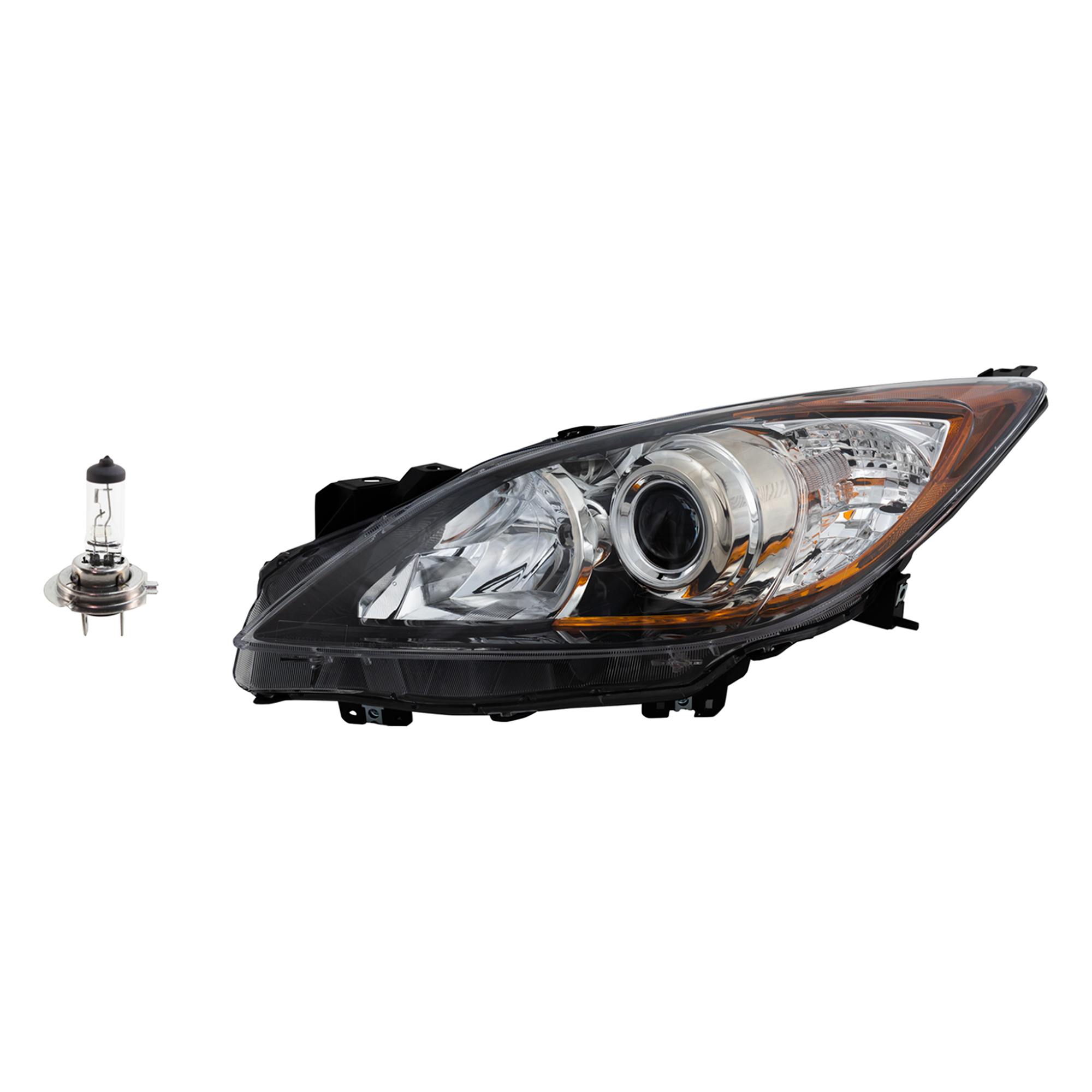 AM MAZDA 3-10-10 HEAD LAMP LH 2 pc Kit Assembly Halogen with Headlight Bulb SKU KIT 041423-721