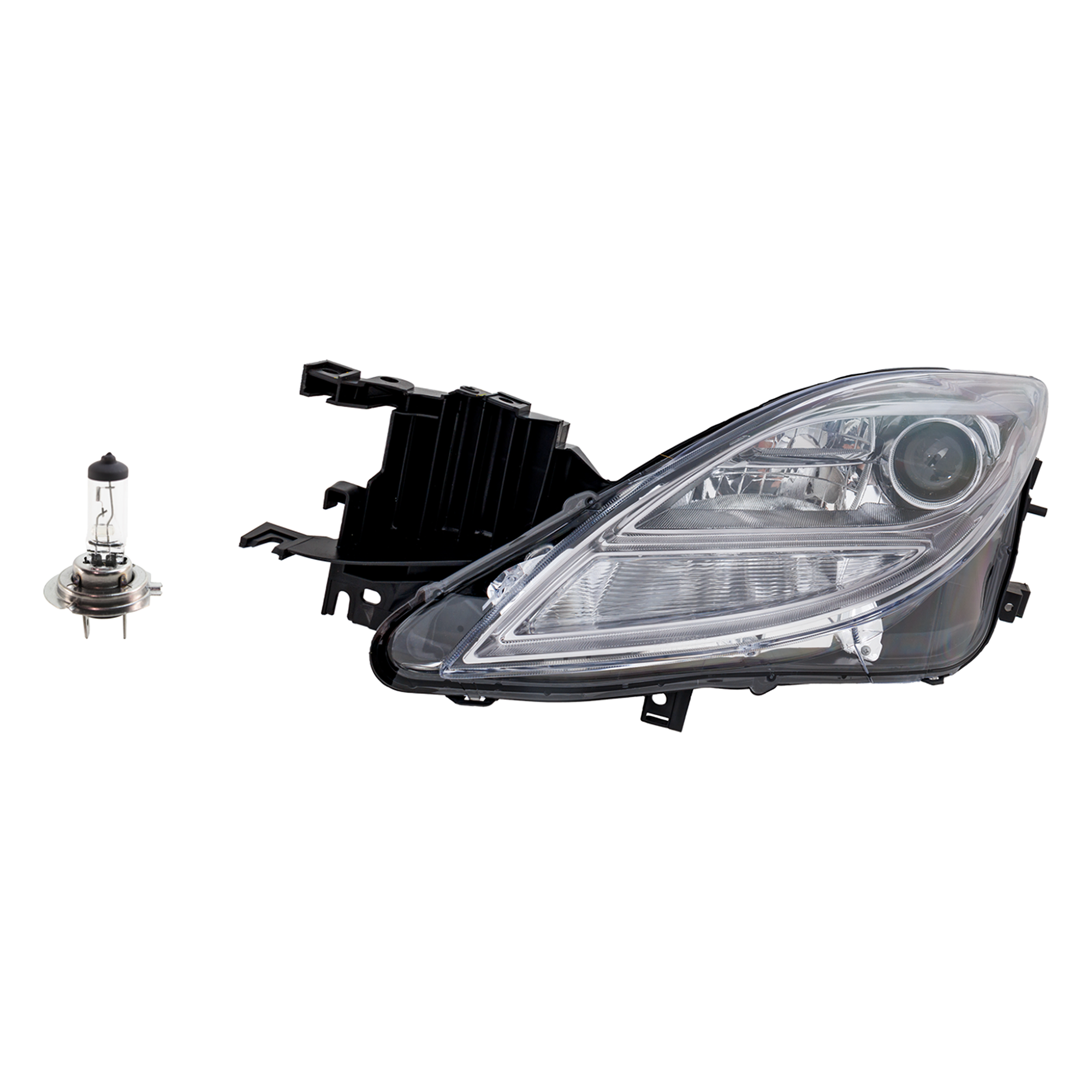 AM MAZDA 6-09-10 HEAD LAMP LH Assembly Halogen 2 pc Kit with Headlight Bulb CAPA SKU KIT 041423-773 Partslink MA2518127C OEM GS3L510L0G