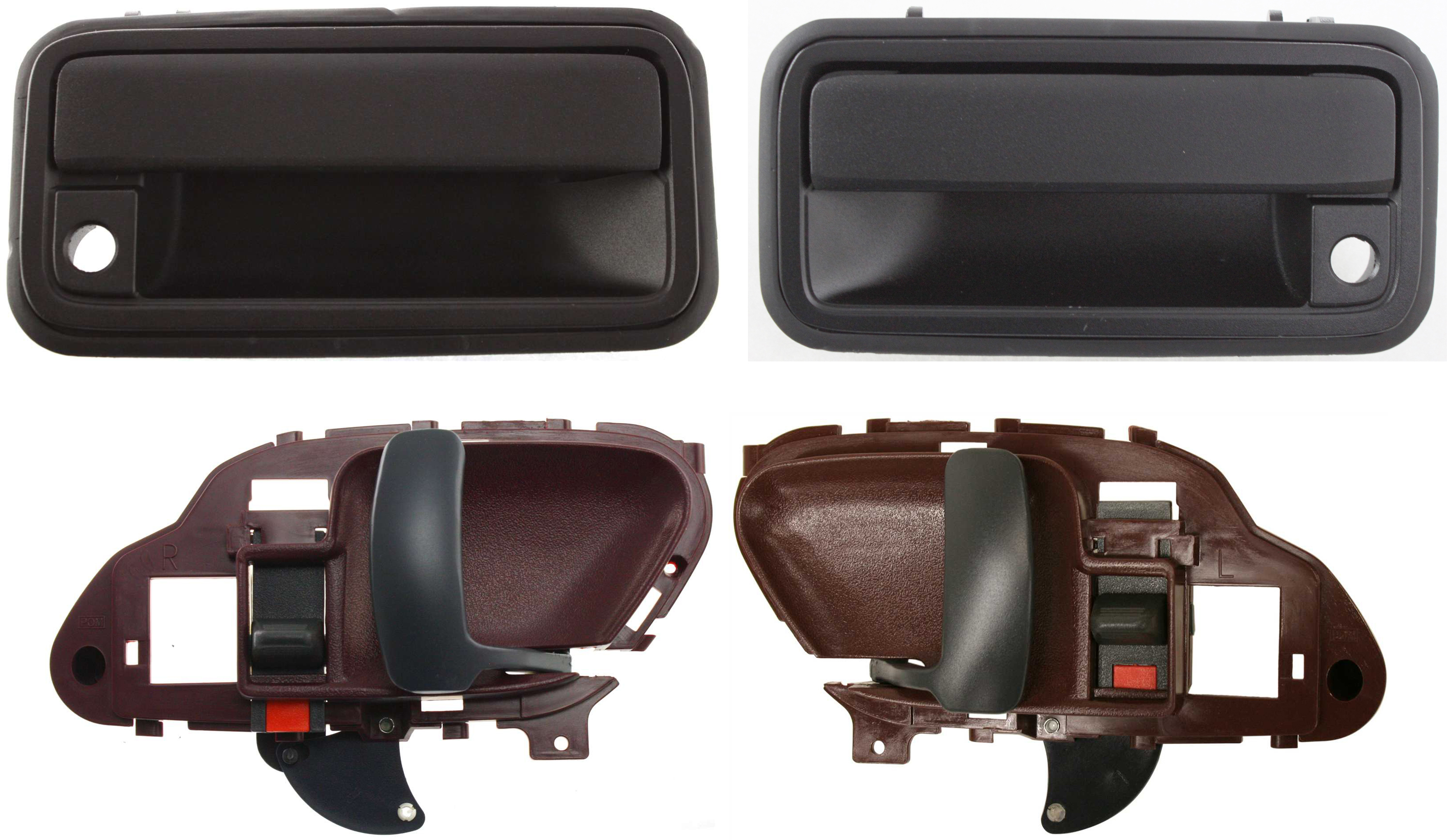 AM C K FULL SIZE P U 95-00 FRONT EXTERIOR DOOR HANDLE RH AND LH 4 pc Kit Plastic bezel metal lever Textured Black w Key Hole with Interior Door Handle SKU KIT 041618-02 Partslink GM1311132 GM1310132 GM1352103 GM1353103 OEM 15742230-15742229-15708049-157