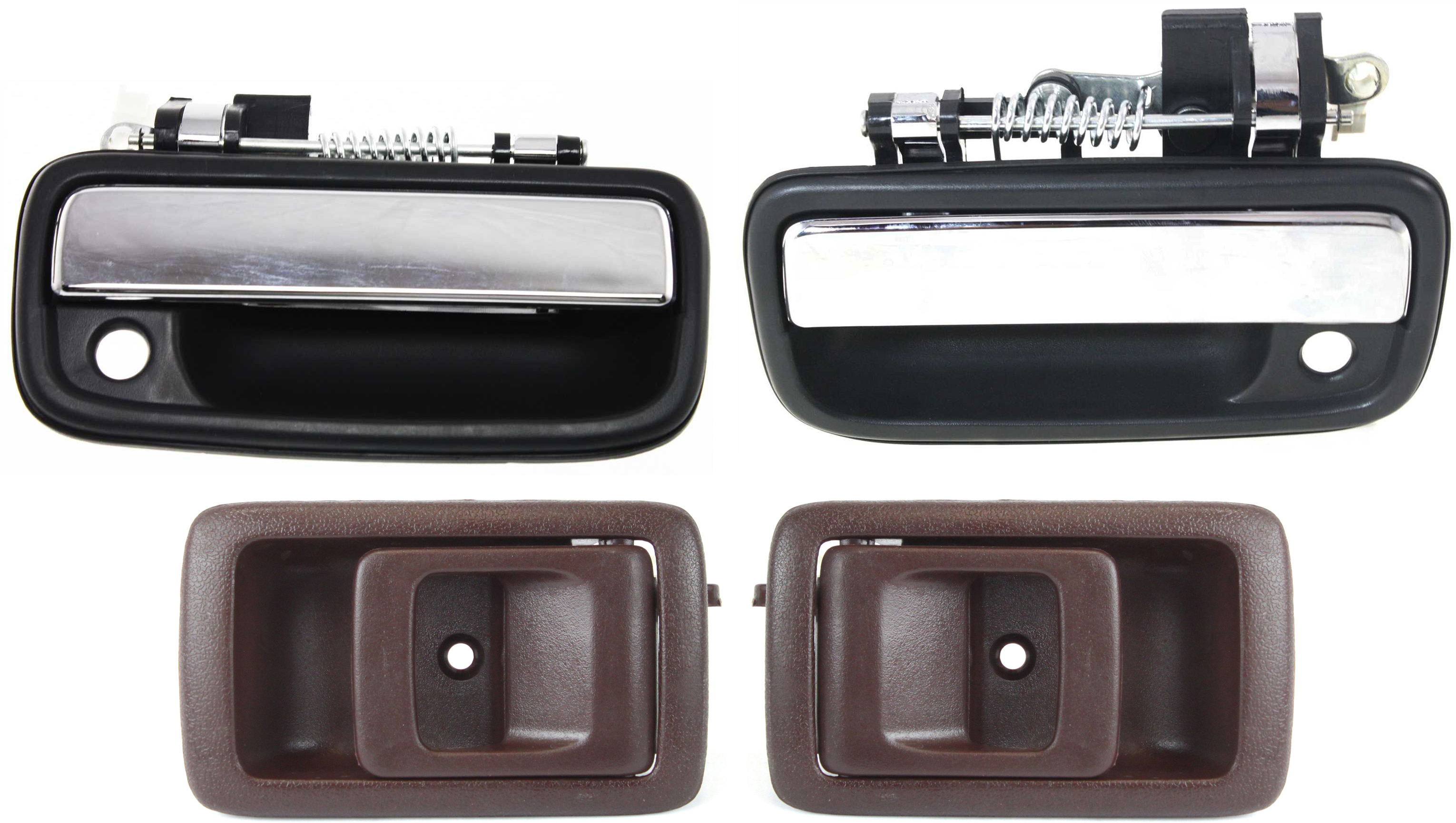 AM TACOMA 01-04 FRONT EXTERIOR DOOR HANDLE RH AND LH 4 pc Kit Chrome Lever with Black Bezel w Key Hole with Interior Door Handle SKU KIT 041618-03 Partslink TO1310123 TO1311123 TO1352129 TO1353129 OEM 6921035030-6922035030-69206040