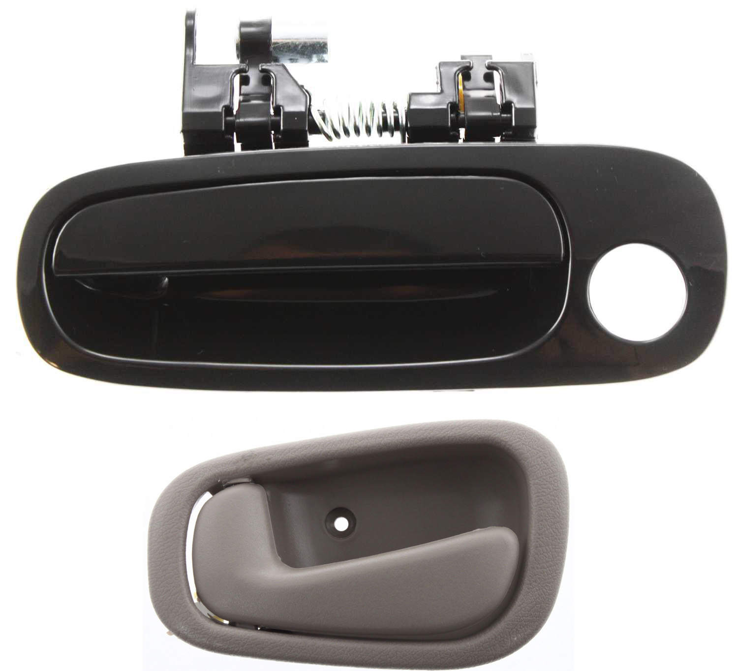AM COROLLA PRIZM 98-02 FRONT EXTERIOR DOOR HANDLE LH 2 pc Kit Smooth Black w Key Hole with Interior Door Handle SKU KIT 041618-24 Partslink GM1552105 OEM 94857481 PFM 94859670