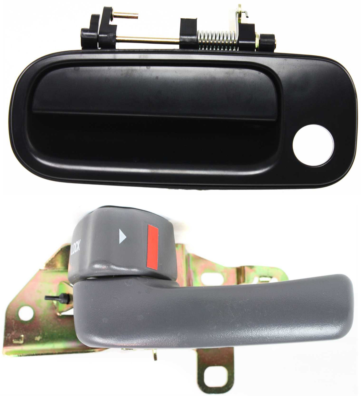AM CAMRY 92-96 FRONT EXTERIOR DOOR HANDLE LH 2 pc kit with Interior Door Handle SKU KIT 041618-26 Partslink TO1310101 TO1310109 OEM 6922033020-6922033011C1-692063