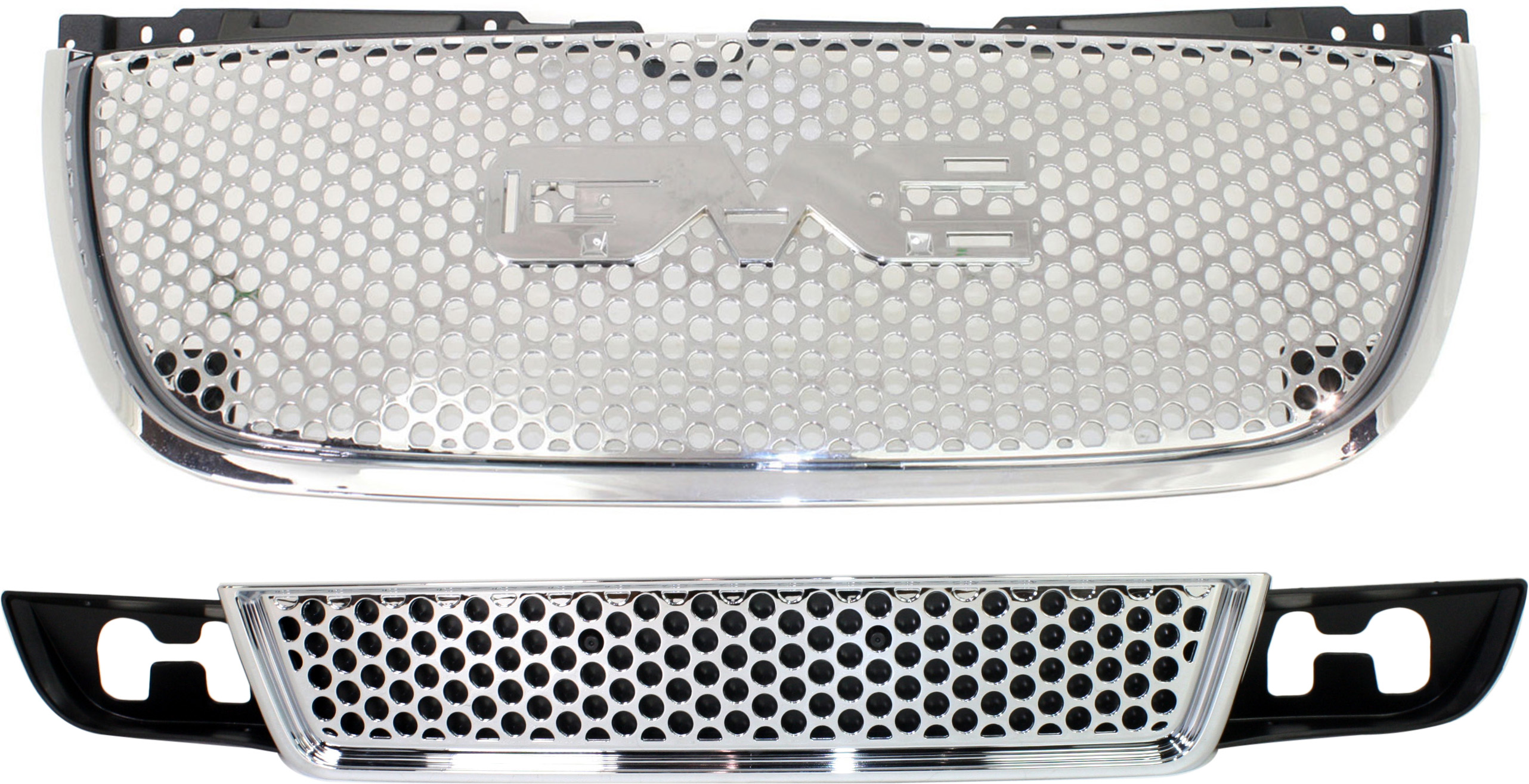 AM YUKON YUKON XL 1500-07-14 YUKON XL 2500-07-13 GRILLE 2 pc Kit with Bumper Grille SKU KIT 041618-35 Partslink GM1200610 GM1036114 OEM 22761715-15264513
