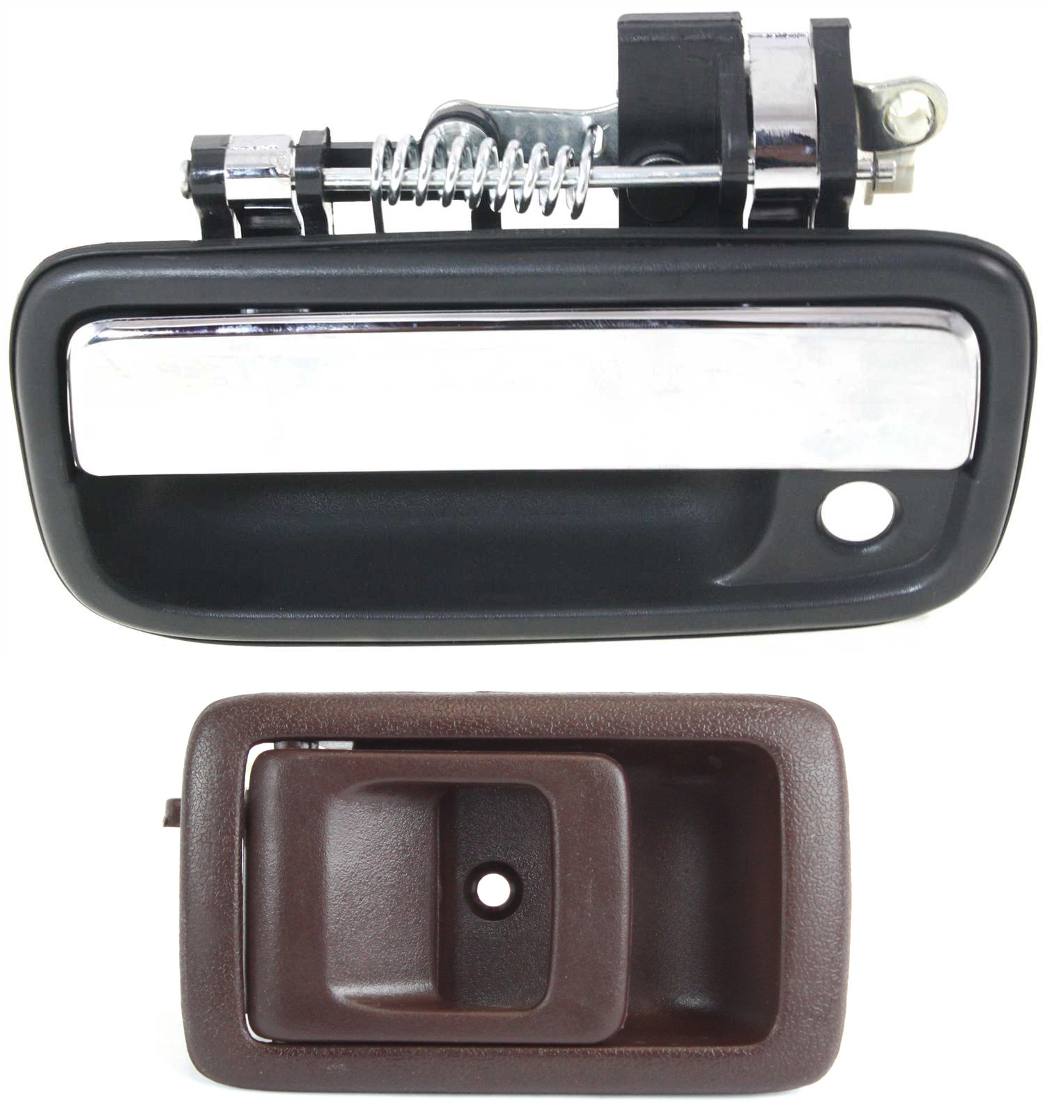 AM TACOMA 01-04 FRONT EXTERIOR DOOR HANDLE LH 2 pc Kit Chrome Lever with Black Bezel w Key Hole with Interior Door Handle SKU KIT 041618-41 Partslink TO1310123 TO1352129 OEM 6922035030-6920604010E0
