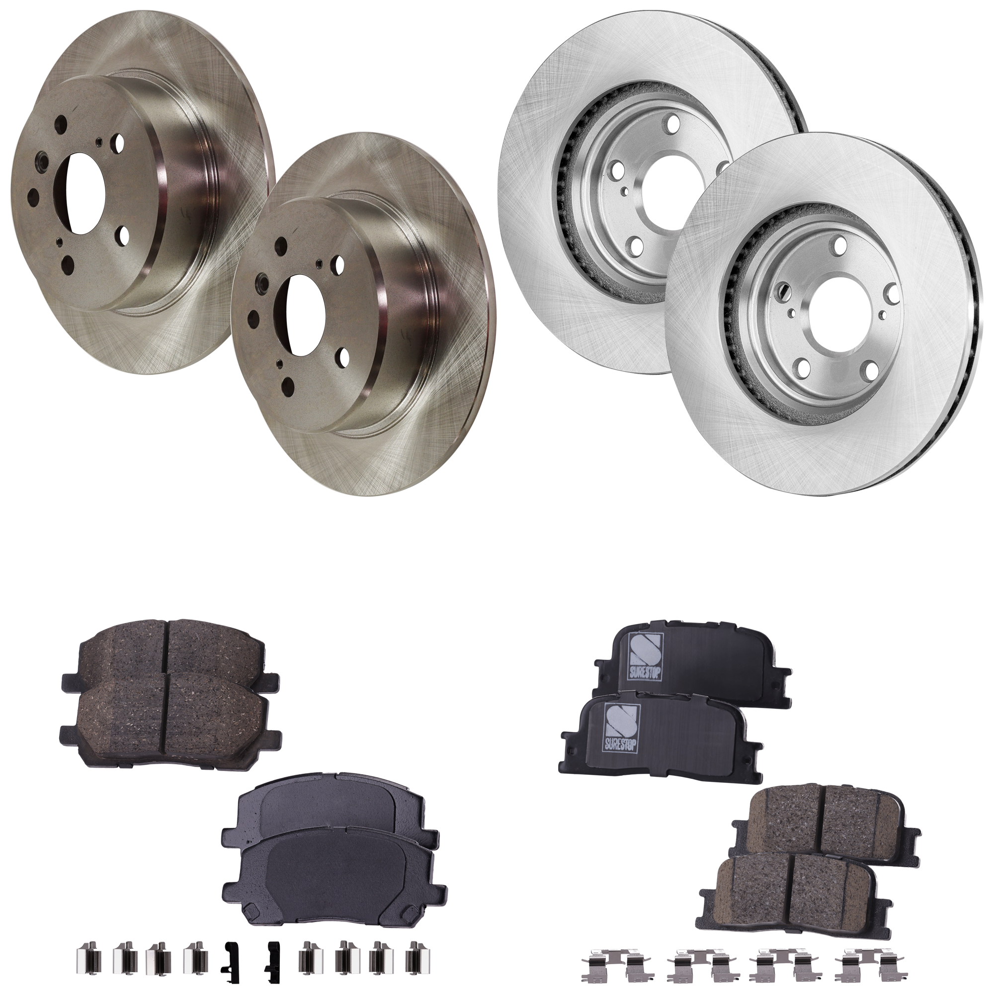AM HIGHLANDER 01-03 FRONT AND REAR BRAKE DISC AND PAD KIT 4 Wheel Set 5 Lugs Ceramic with Brake Disc and Brake Pad Set SKU KIT 041724-10 OEM 4351248011-4243148010-42431330