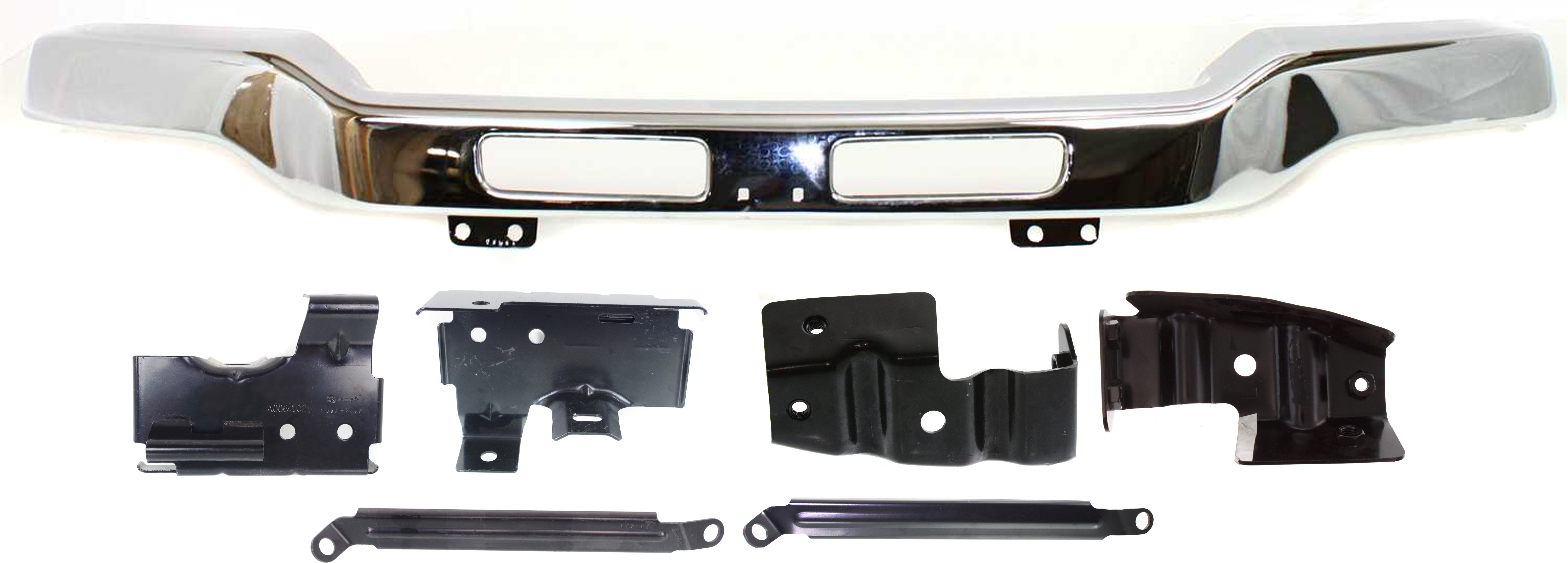 AM SIERRA P U 03-07 FRONT BUMPER 7 pc Kit Chrome with Fog Light Hole with Bracket SKU KIT 041817-06 Partslink GM1002418 GM1066165 GM1067165 GM1066164 GM1067164 GM1066166 GM1067166 OEM 15098990-15098994-15098995-151