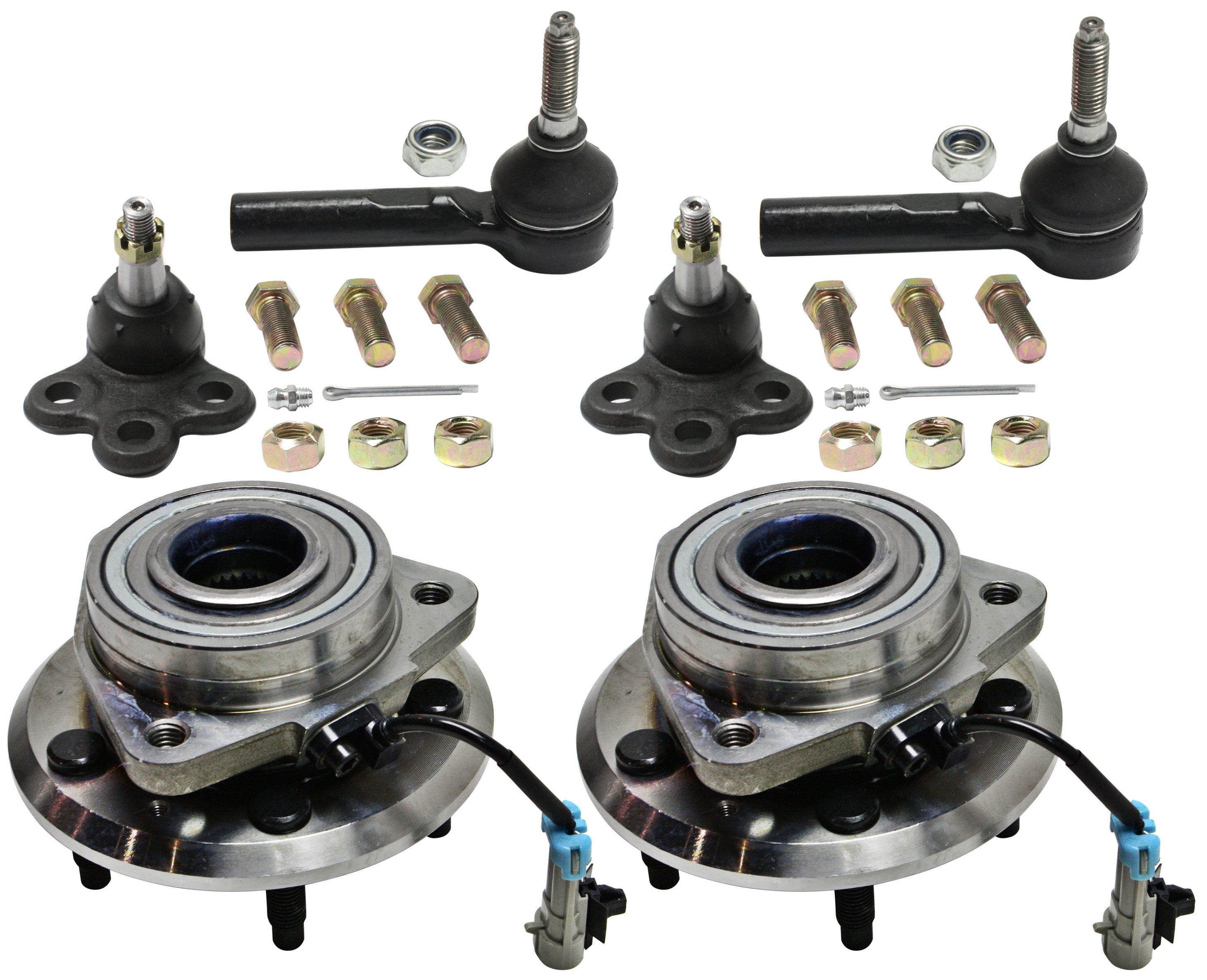 AM EQUINOX TORRENT 07-09 VUE 08-09 FRONT SUSPENSION KIT RH AND LH 6 pc Kit with Ball Joints Tie Rod Ends and Wheel Hubs SKU KIT 041818-10 OEM 104257-282021-2601506-2601545