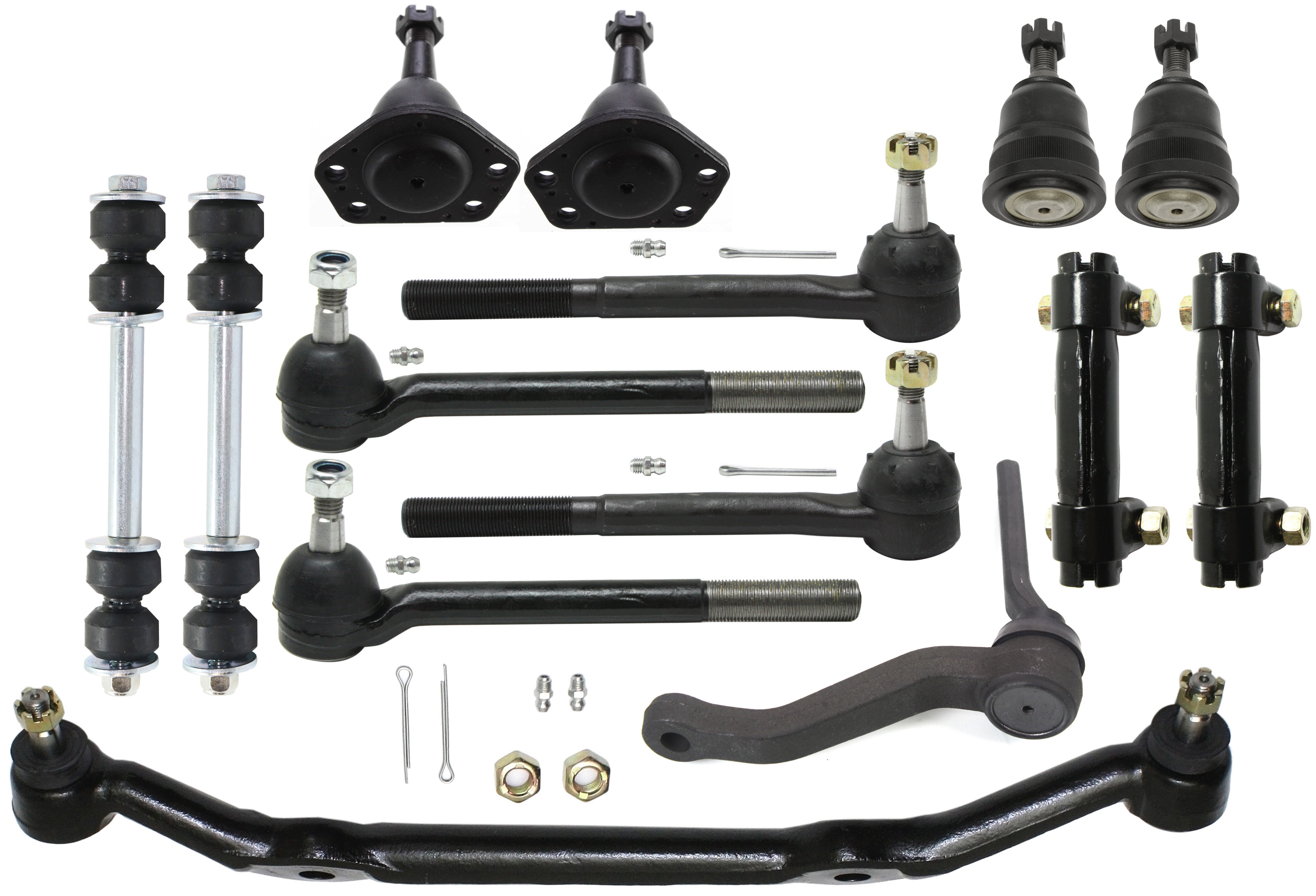 AM BLAZER 96-05 S10 SONOMA 96-03 FRONT SUSPENSION KIT 14 pc Kit with Ball Joints Center Link Idler Arm Sway Bar Links Tie Rod Adjusting Sleeves and Tie Rod Ends SKU KIT 041818-38 OEM 10268-282008-286021-305135