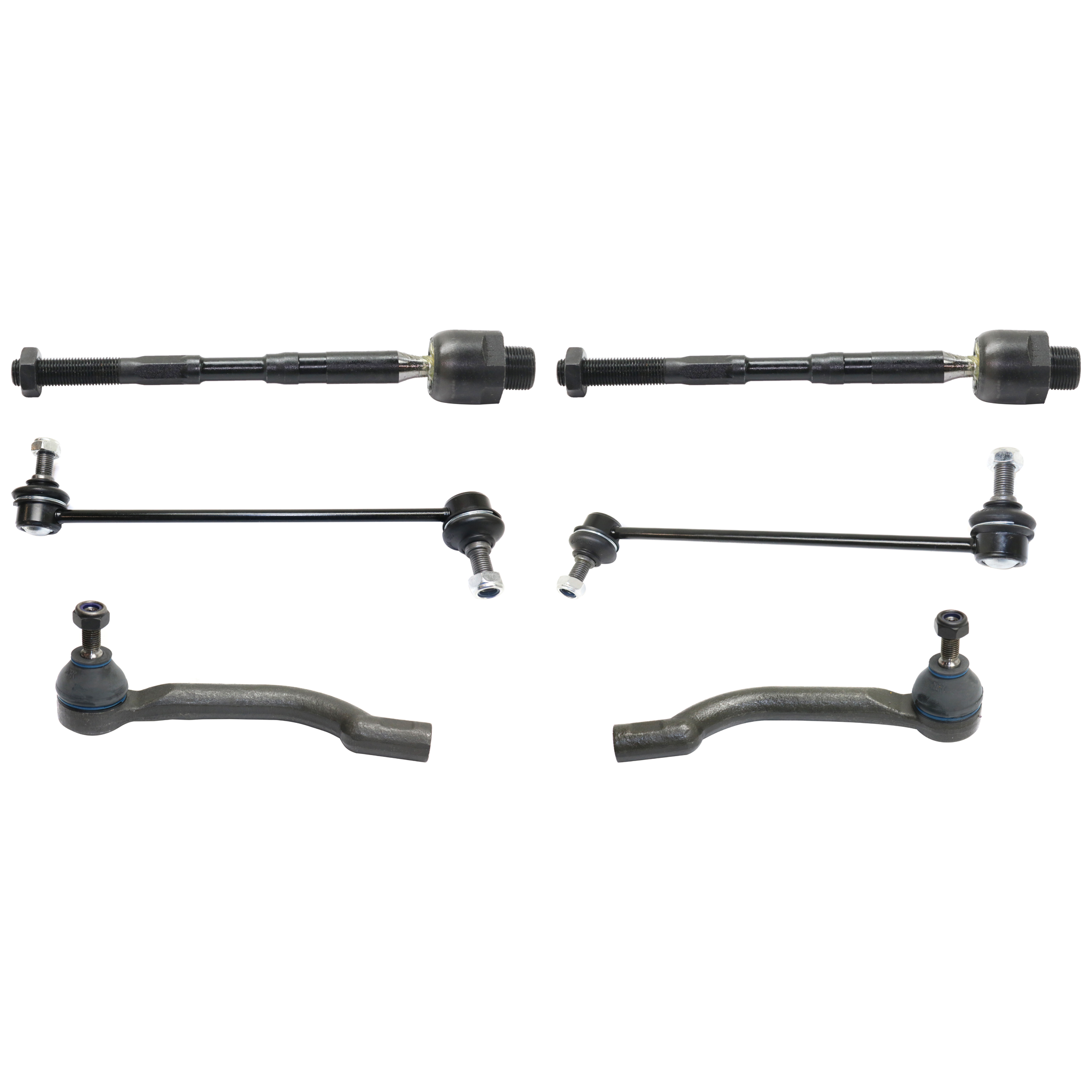 AM ROGUE 08-13 ROGUE SELECT 14-15 FRONT SUSPENSION KIT RH AND LH 6 pc kit with Sway Bar Links and Tie Rod Ends SKU KIT 041818-50 OEM 546681AA0A 546181AA0A D8640JY0