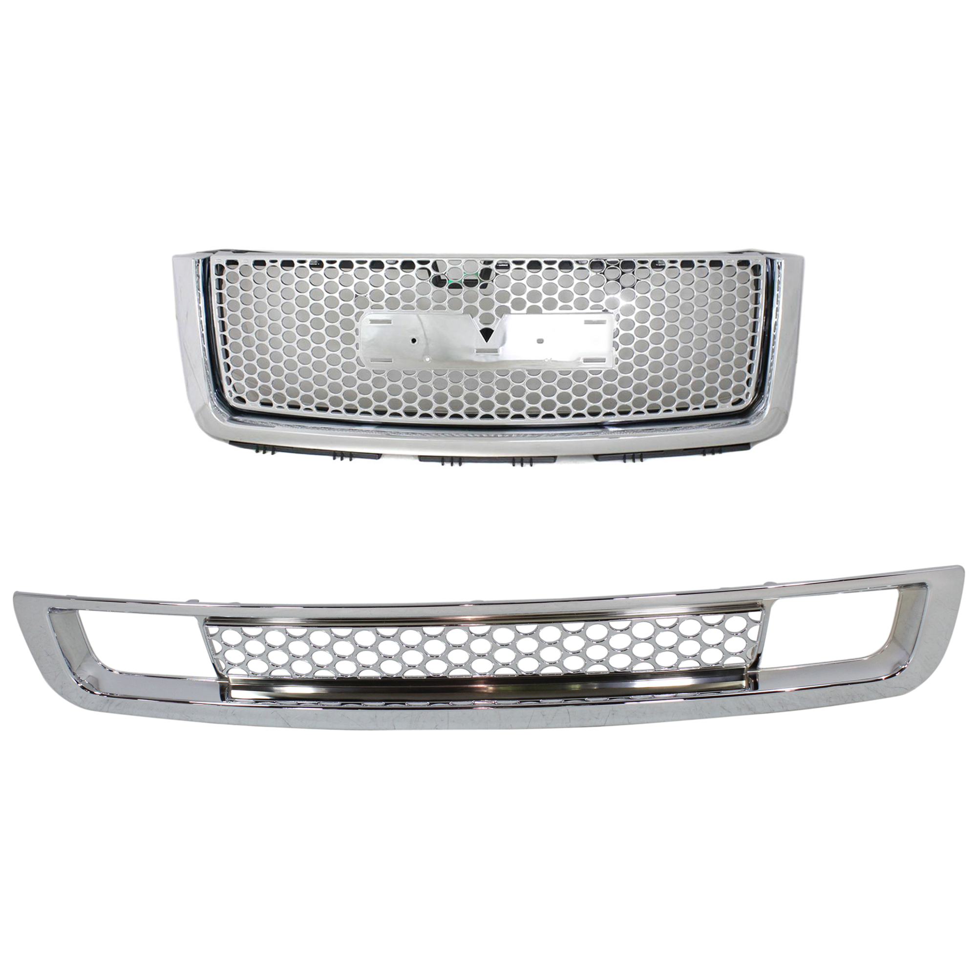 AM SIERRA 1500-07-13 GRILLE Chrome 2 pc kit with Bumper Grille SKU KIT 041923-02 Partslink GM1200631 GM1036131 OEM 22761794-15901589