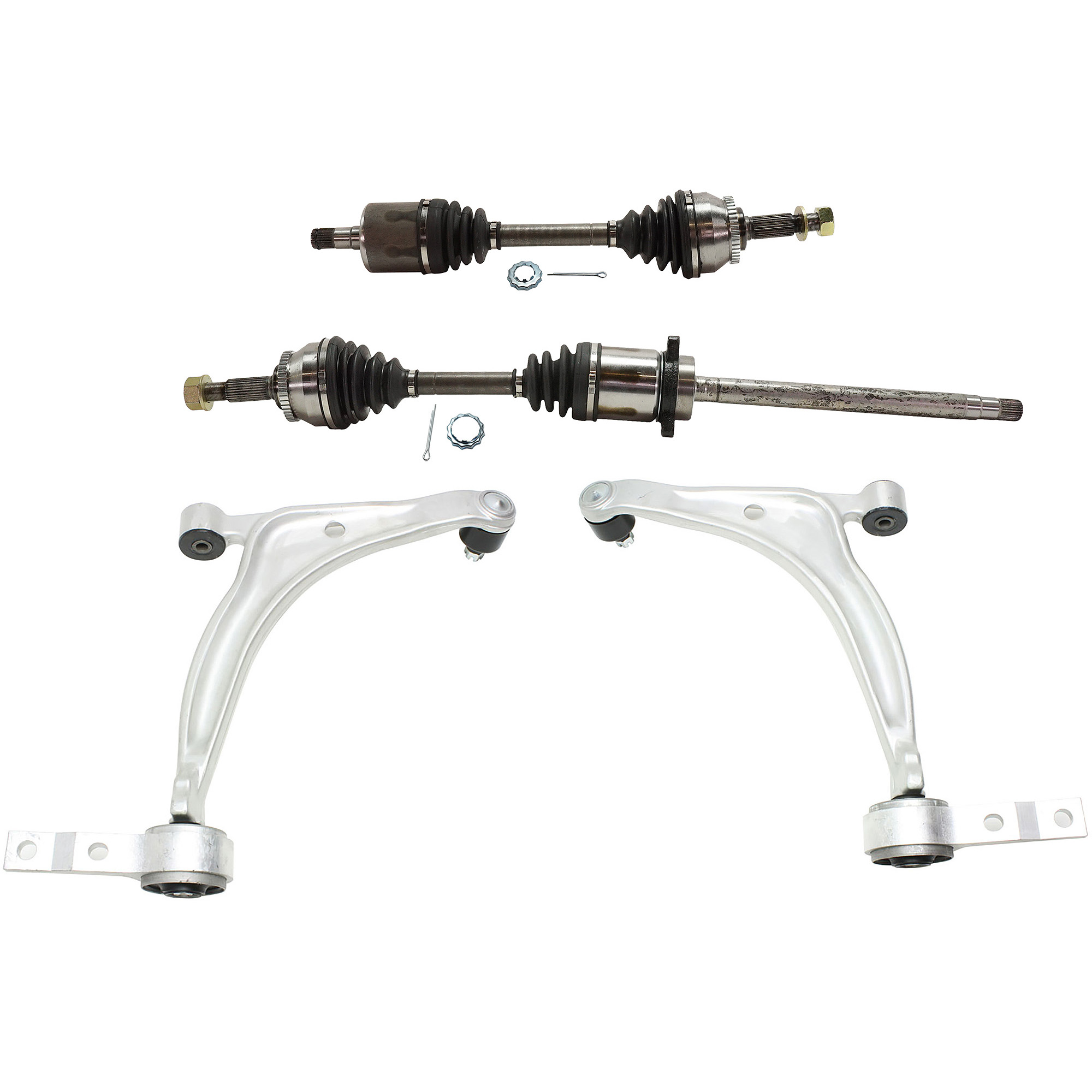 AM MAXIMA 04-05 FRONT CV AXLE ASSEMBLY RH AND LH 8 pc kit with Brake Disc Brake Pad Set and Control Arms SKU KIT 042122-068 OEM 40206ZA500-40206CA000 D0206ZA5