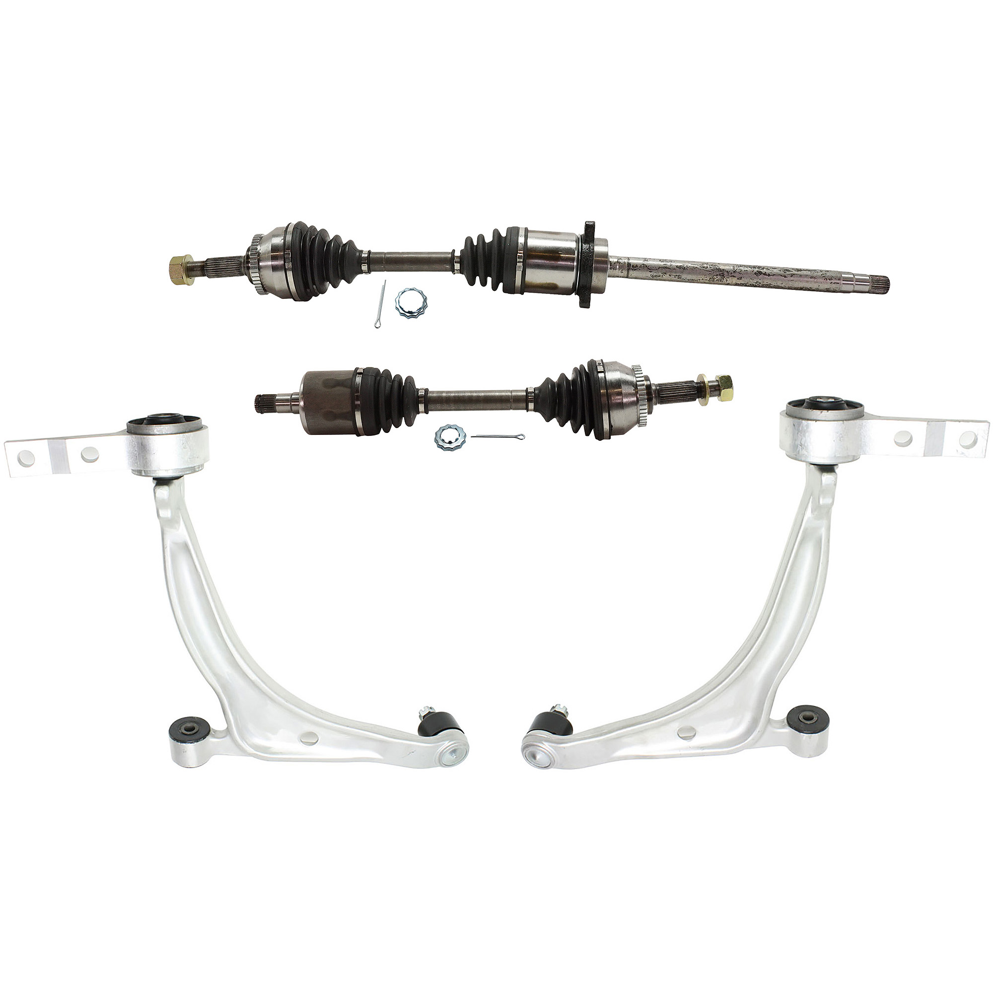 AM ALTIMA 05-06 MAXIMA 06-06 FRONT CV AXLE ASSEMBLY RH AND LH 8 pc kit FWD 5 Speed Automatic Transmission with Brake Discs Brake Pad Set and Control Arms SKU KIT 042122-070 OEM 40206CA010-40206EG000-41060CA0
