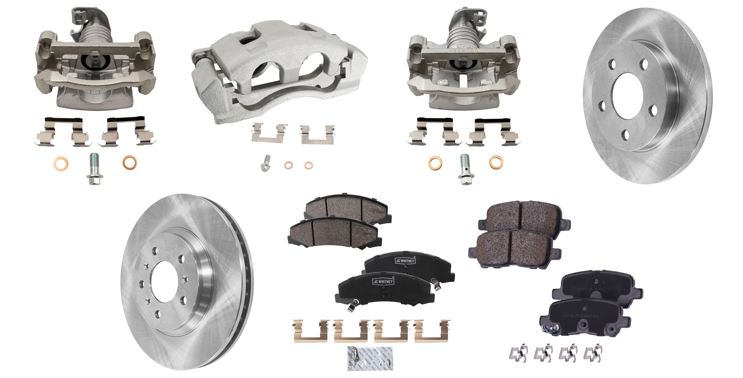 AM IMPALA 11-13 IMPALA LIMITED 14-16 FRONT AND REAR BRAKE KIT WITH CALIPERS 4 Wheel Set Includes 4 Brake Caliper 4 Brake Disc and 2 Brake Pad Set Plain Surface 5 Lugs Cast Iron Ceramic SKU KIT 042125-108 OEM 15251335-25955931-20879454-231