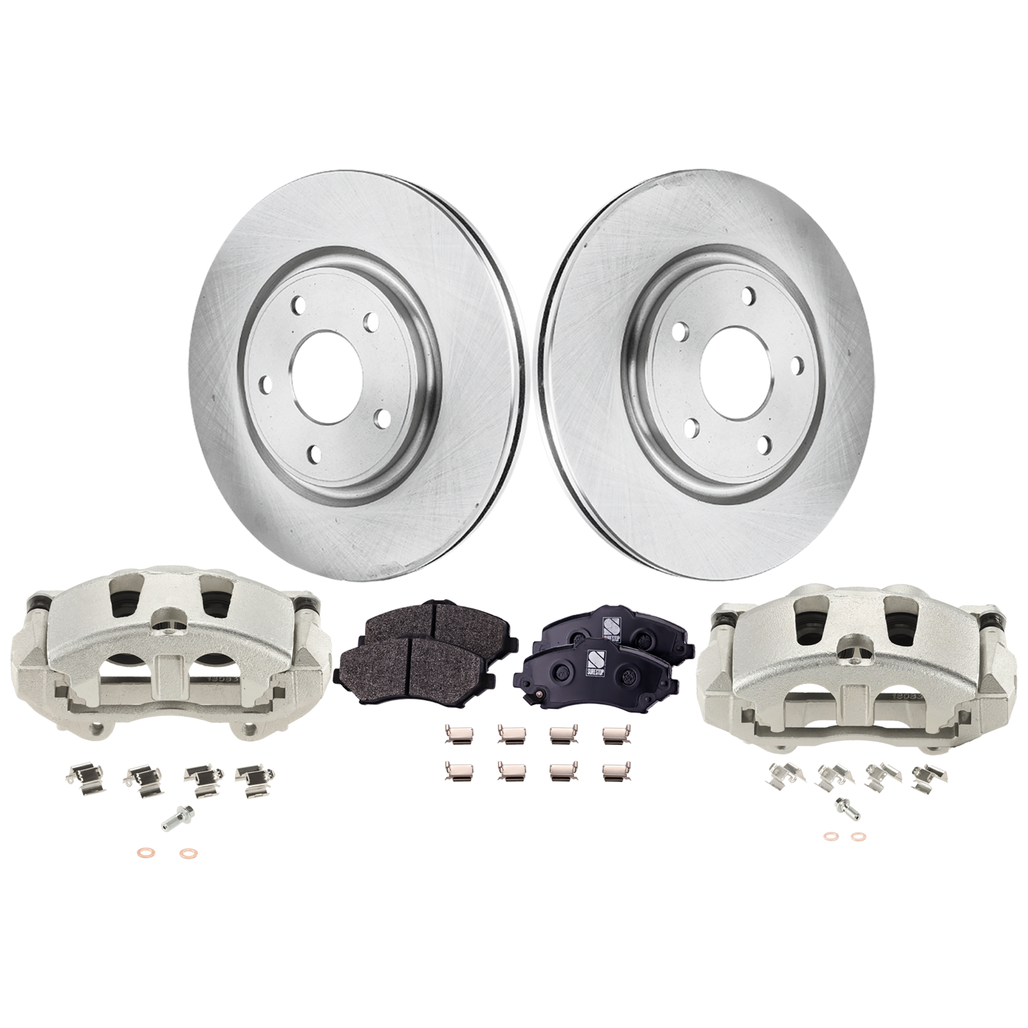 AM JOURNEY 12-13 FRONT BRAKE KIT WITH CALIPERS 2 Wheel Set Includes 2 Brake Caliper 2 Brake Disc and 1 Brake Pad Set Plain Surface 5 Lugs Cast Iron Semi Metallic SKU KIT 042125-29 OEM 43179-53068-780964-850313-6004