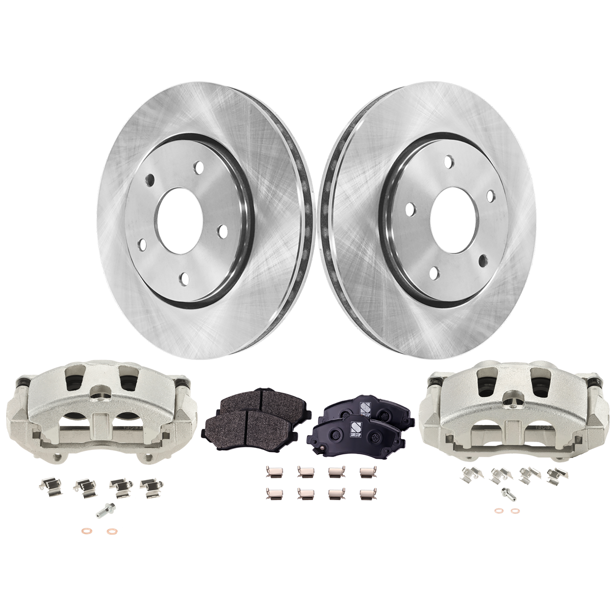 AM JOURNEY 12-13 FRONT BRAKE KIT WITH CALIPERS 2 Wheel Set Includes 2 Brake Caliper 2 Brake Disc and 1 Brake Pad Set Plain Surface 5 Lugs Cast Iron Semi Metallic SKU KIT 042125-31 OEM 4721995AA 4721933AB 4779783AA