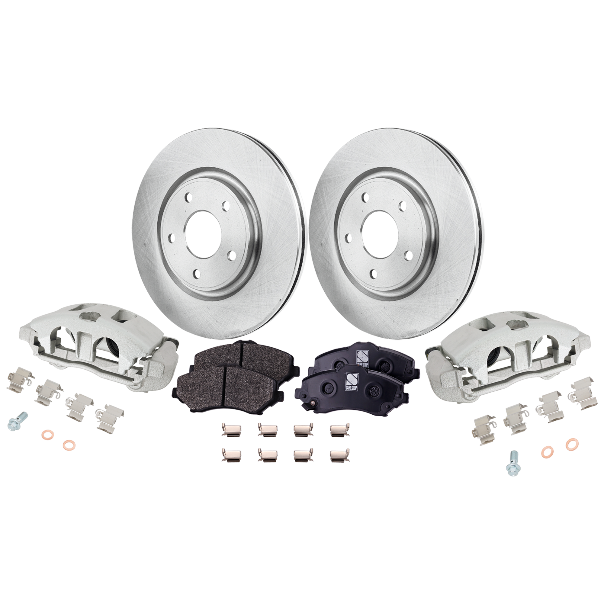 AM TOWN COUNTRY 12-16 GRAND CARAVAN 12-16 FRONT BRAKE KIT WITH CALIPERS 2 Wheel Set Includes 2 Brake Caliper 2 Brake Disc and 1 Brake Pad Set Plain Surface 5 Lugs Cast Iron Semi Metallic SKU KIT 042125-35 OEM 43179-53068-780964-850313-6004