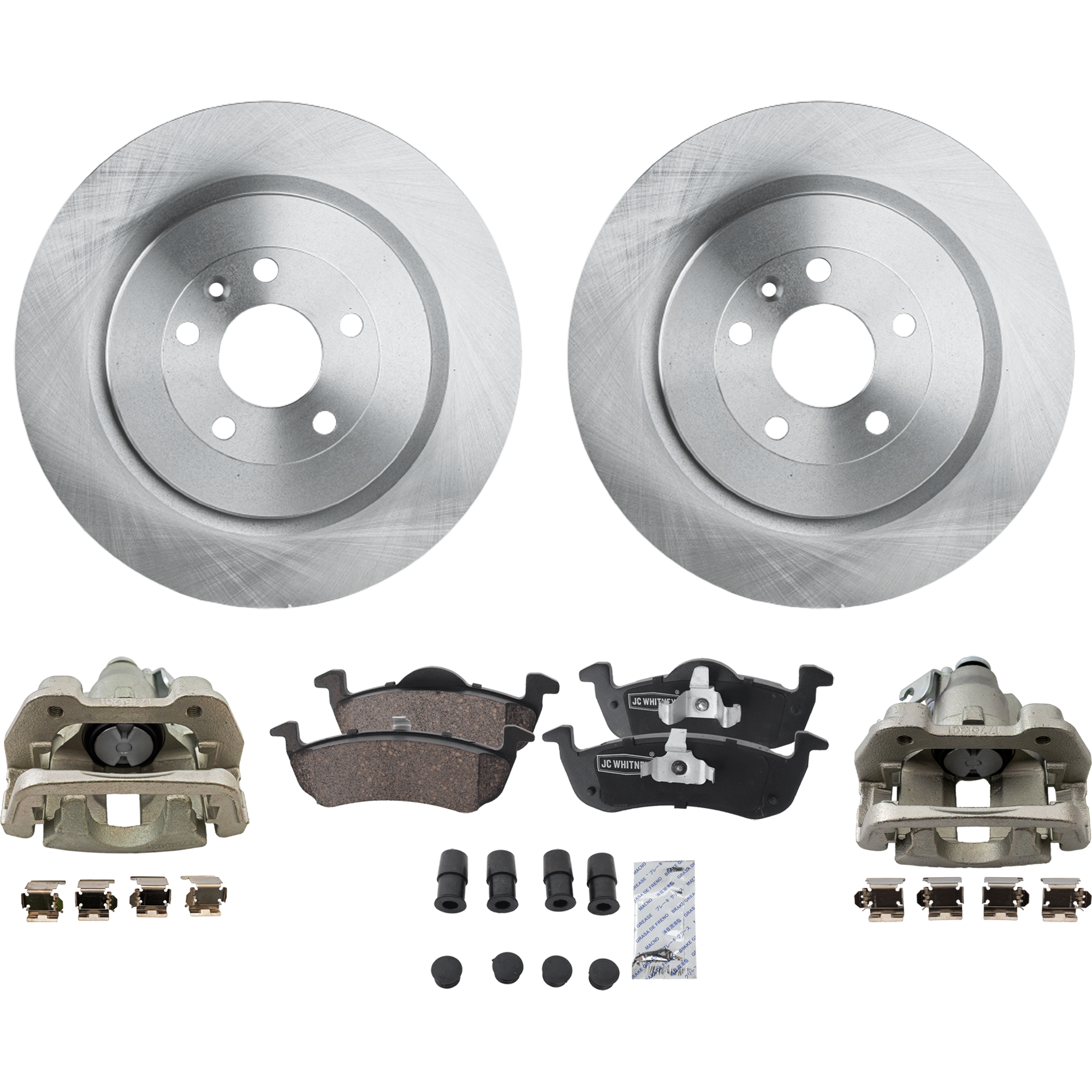 AM MKT 13-19 REAR BRAKE KIT WITH CALIPERS 2 Wheel Set Includes 2 Brake Caliper 2 Brake Disc and 1 Brake Pad Set Plain Surface 5 Lugs Cast Iron Ceramic SKU KIT 042125-59 OEM 42285-54189-54190-680983-85030