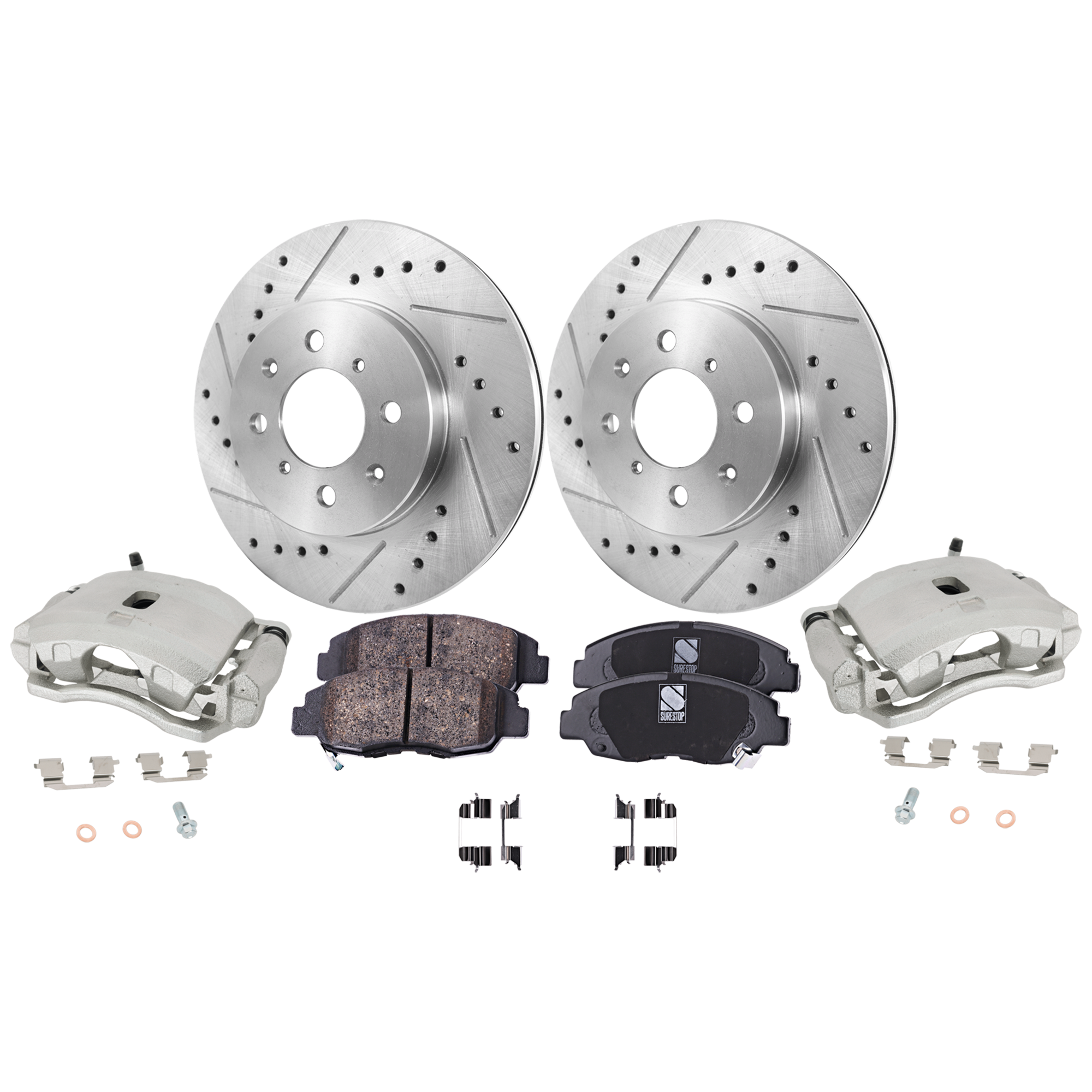 AM CIVIC 01-02 FRONT BRAKE KIT WITH CALIPERS 2 Wheel Set Includes 2 Brake Caliper 2 Brake Disc and 1 Brake Pad Set SKU KIT 042125-61 OEM 288-3295-19756-25331-63255-860