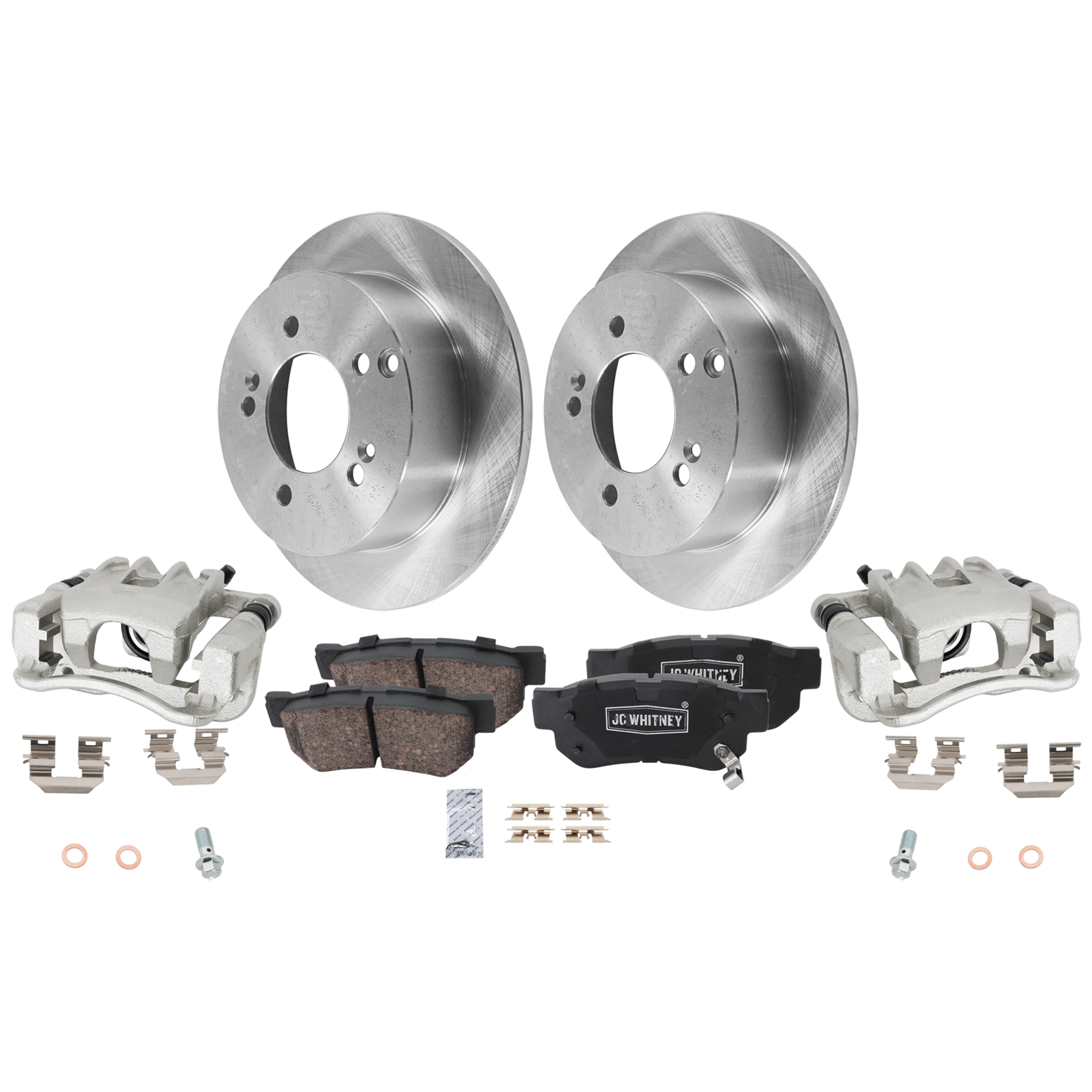 AM SONATA 08-08 REAR BRAKE KIT WITH CALIPERS 2 Wheel Set Includes 2 Brake Caliper 2 Brake Disc and 1 Brake Pad Set Plain Surface 5 Lugs Ceramic SKU KIT 042125-68 OEM 5841139600-584110A000-584110R0