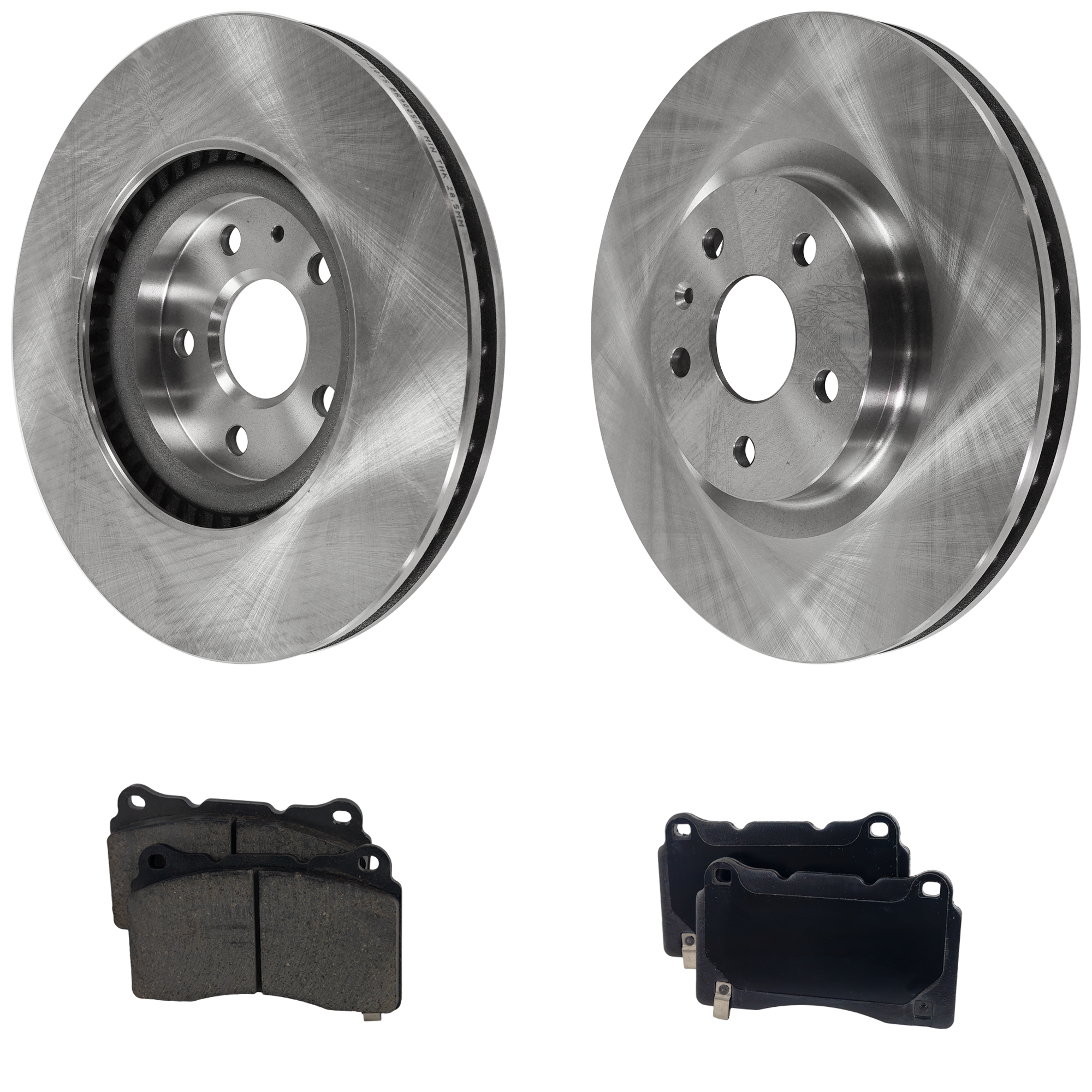 AM REGAL 14-17 XTS 13-19 FRONT BRAKE DISC AND PAD KIT 4 pc Kit Plain Surface 5 Lugs Cast Iron Ceramic SKU KIT 042523-04 OEM 41240-41283-850404-60045019-58