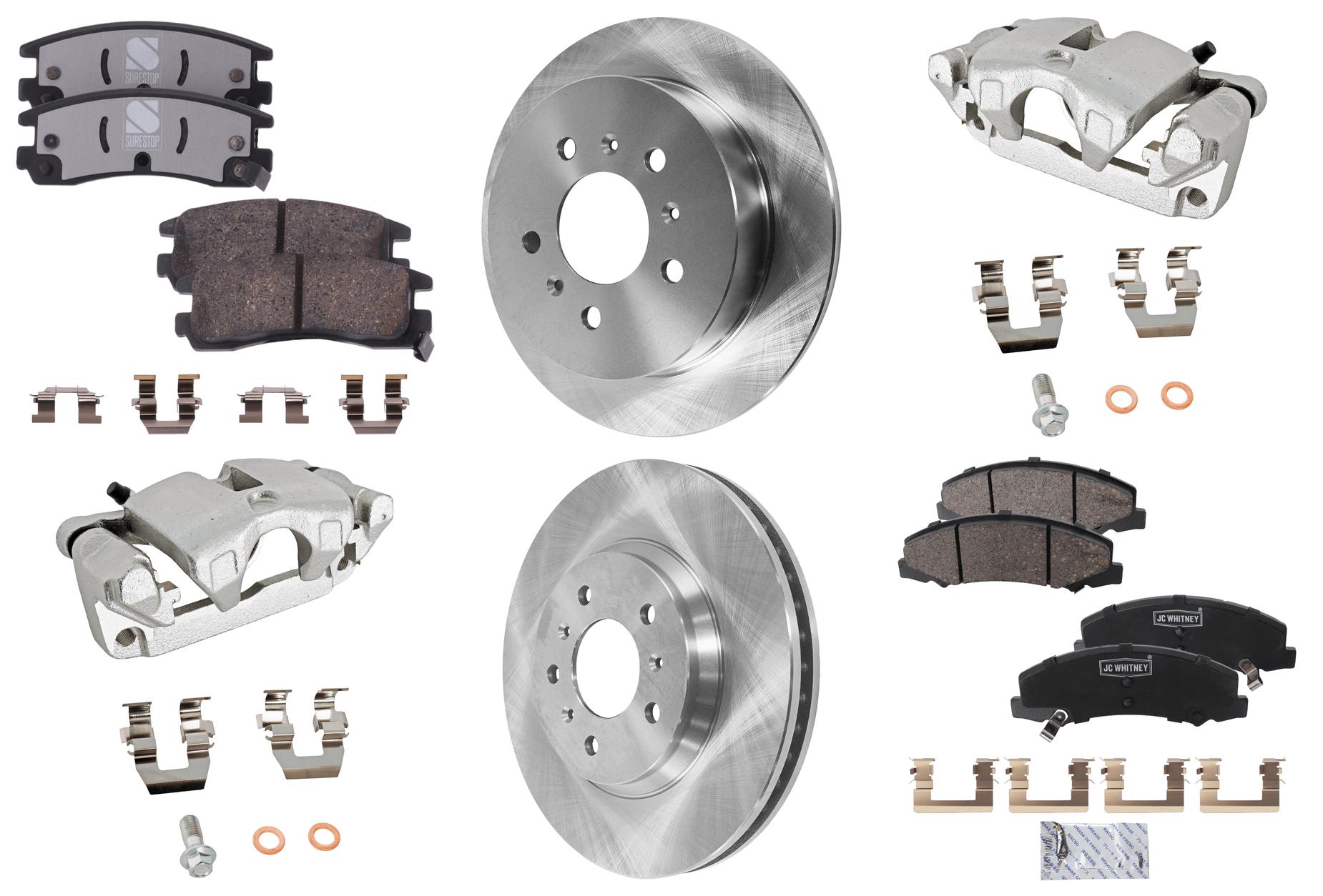 AM IMPALA 10-10 FRONT AND REAR BRAKE KIT WITH CALIPERS 4 Wheel Set Includes 2 Brake Caliper 4 Brake Disc and 2 Brake Pad Set SKU KIT 04262025-01 OEM 15251335-25955931-20879454-231