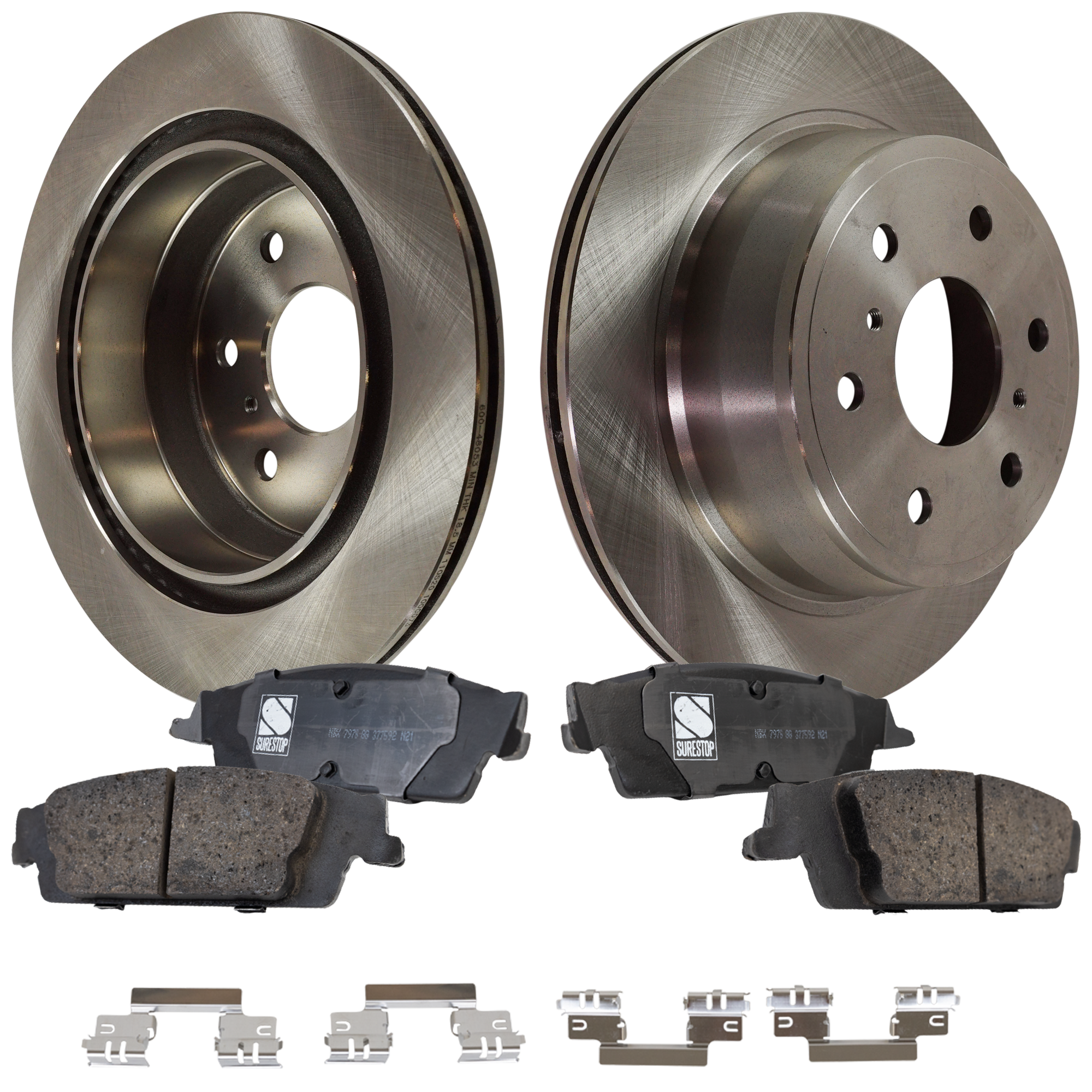 AM SIERRA 1500-18-18 TAHOE 18-20 REAR BRAKE DISC AND PAD KIT 2 Wheel Set Plain Surface SKU KIT 042621-04-88 OEM 15792634-23135903-23164777-234