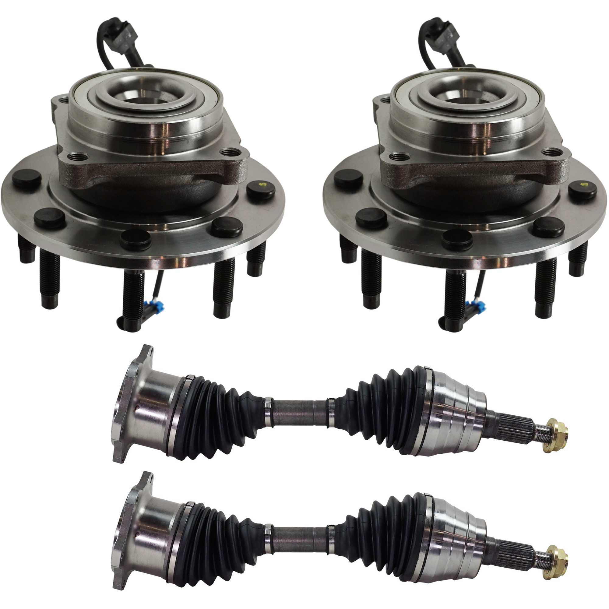 AM SILVERADO SIERRA 99-07 FRONT SUSPENSION KIT RH AND LH 4 pc kit with Axle Assemblies and Wheel Hubs SKU KIT 042621-04-90 OEM 9449190