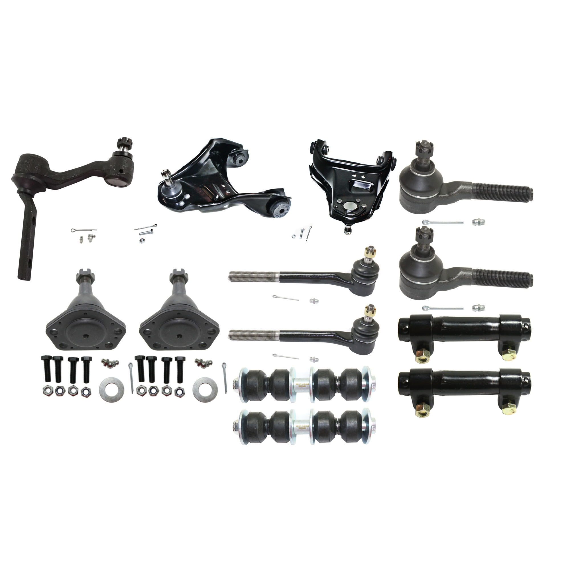 AM BLAZER JIMMY 98-05 FRONT CONTROL ARM KIT RH AND LH Upper 13 pc kit with Ball Joint Idler Arm Sway Bar Link Tie Rod Adjusting Sleeve and Tie Rod End SKU KIT 042621-05-02 Partslink GM4513100 GM4512100 OEM 10390-286004-2601274-505110