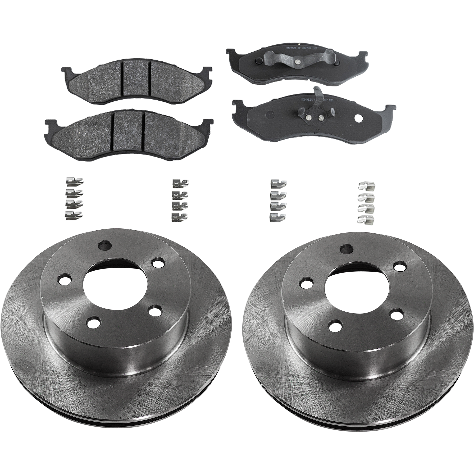 AM CHEROKEE WRANGLER 90-93 FRONT BRAKE DISC AND PAD KIT 2 Wheel Set SKU KIT 042621-05-13 OEM 52005000-52007710-52008264-520