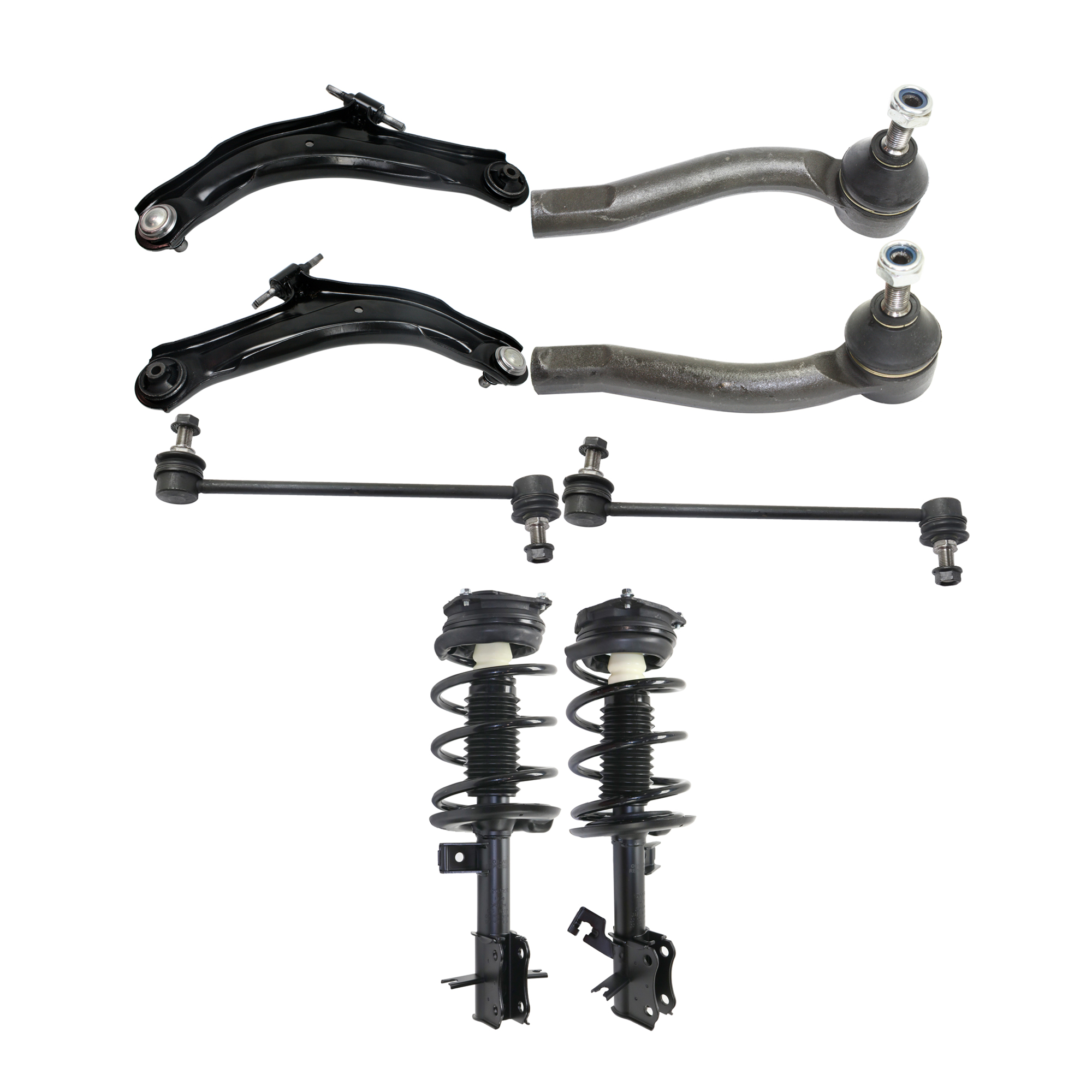 AM SENTRA 07-12 FRONT CONTROL ARM KIT RH AND LH Lower 8 pc kit with Shock Absorber and Strut Assembly Sway Bar Links and Tie Rod Ends SKU KIT 042621-05-22 OEM 54501ET000-54500ET000 E4303ET0