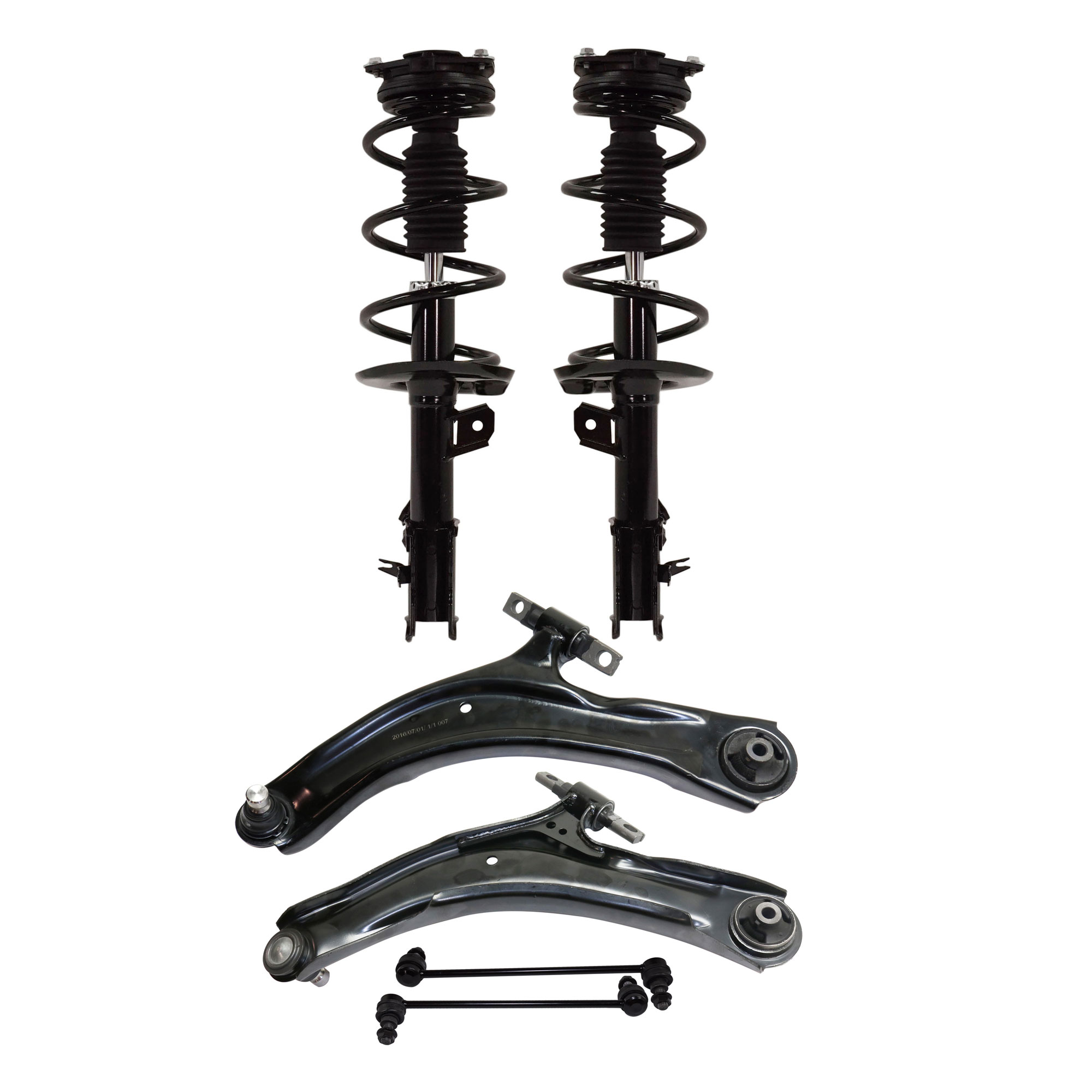 AM ROGUE 08-12 FRONT CONTROL ARM KIT RH AND LH Lower 6 pc kit with Loaded Struts and Sway Bar Link SKU KIT 042621-05-25 OEM 54500JG000-54501JG000-172608-2