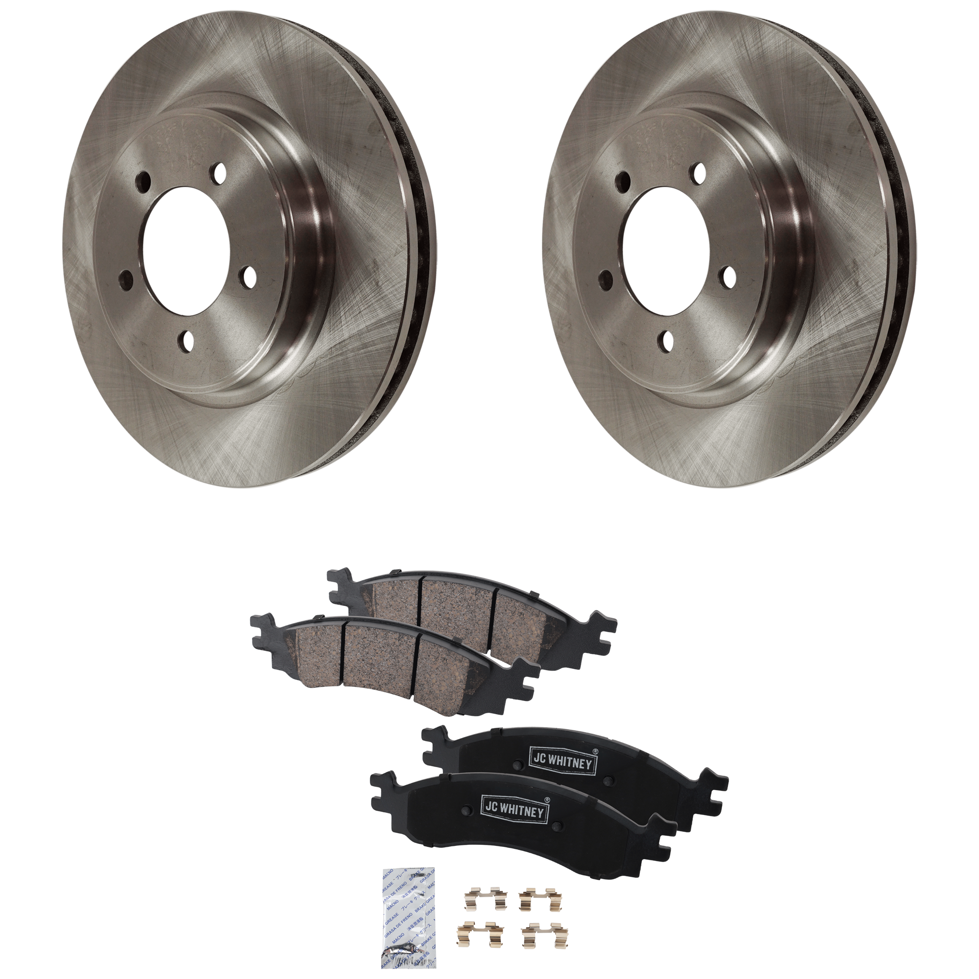 AM EXPLORER MOUNTAINEER 06-10 FRONT BRAKE DISC AND PAD KIT 4 pc Kit SKU KIT 042621-05-26 OEM 6L2Z1125AA 6U2Z1V125CB 6L2Z200