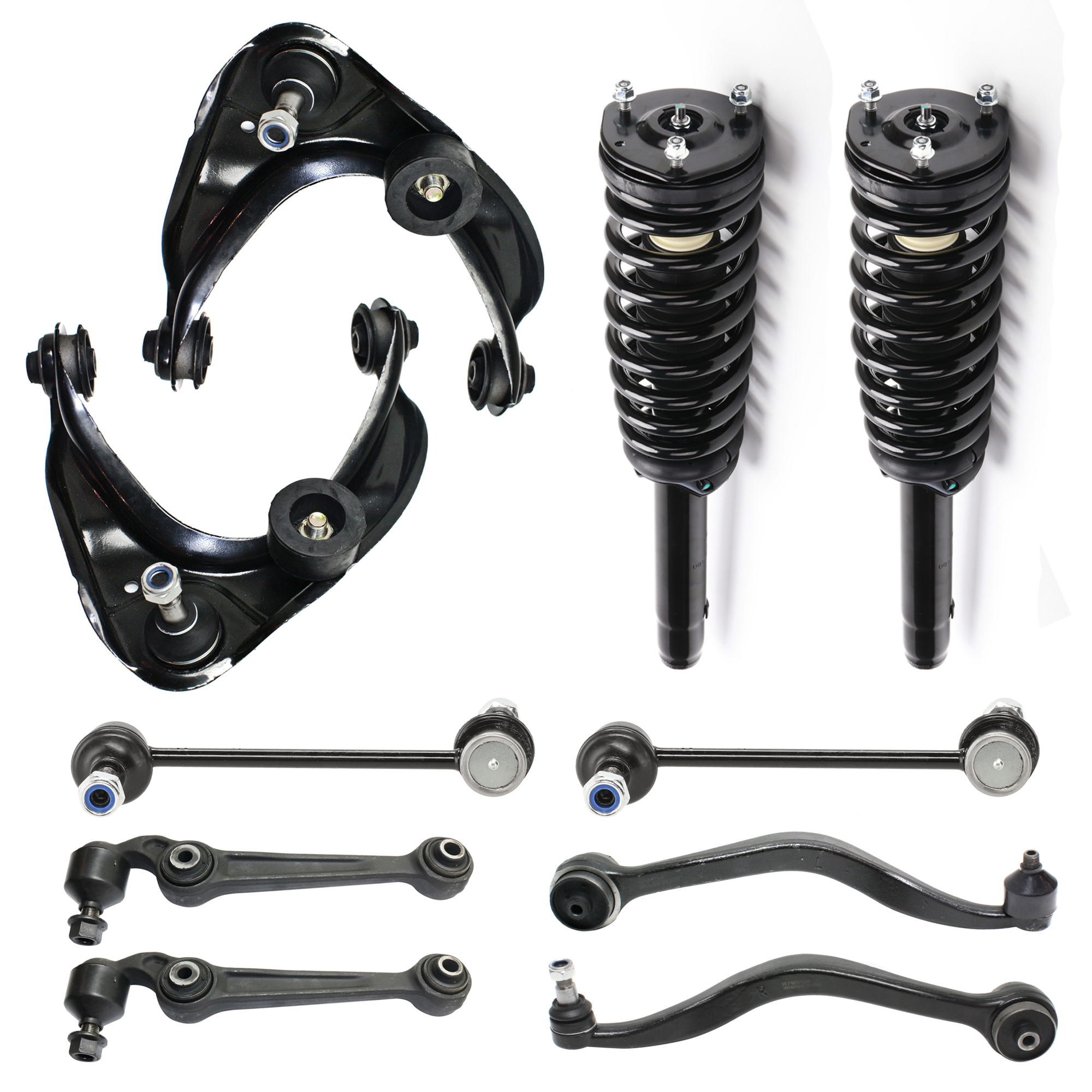 AM FUSION 10-12 MILAN 10-11 FRONT CONTROL ARM KIT RH AND LH Upper and Lower Frontward and Rearward 10 pc kit with Shock Absorber and Strut Assembly and Sway Bar Links SKU KIT 042621-05-36 OEM 7E5Z3078R BE5Z3078A 6M8Z3078A