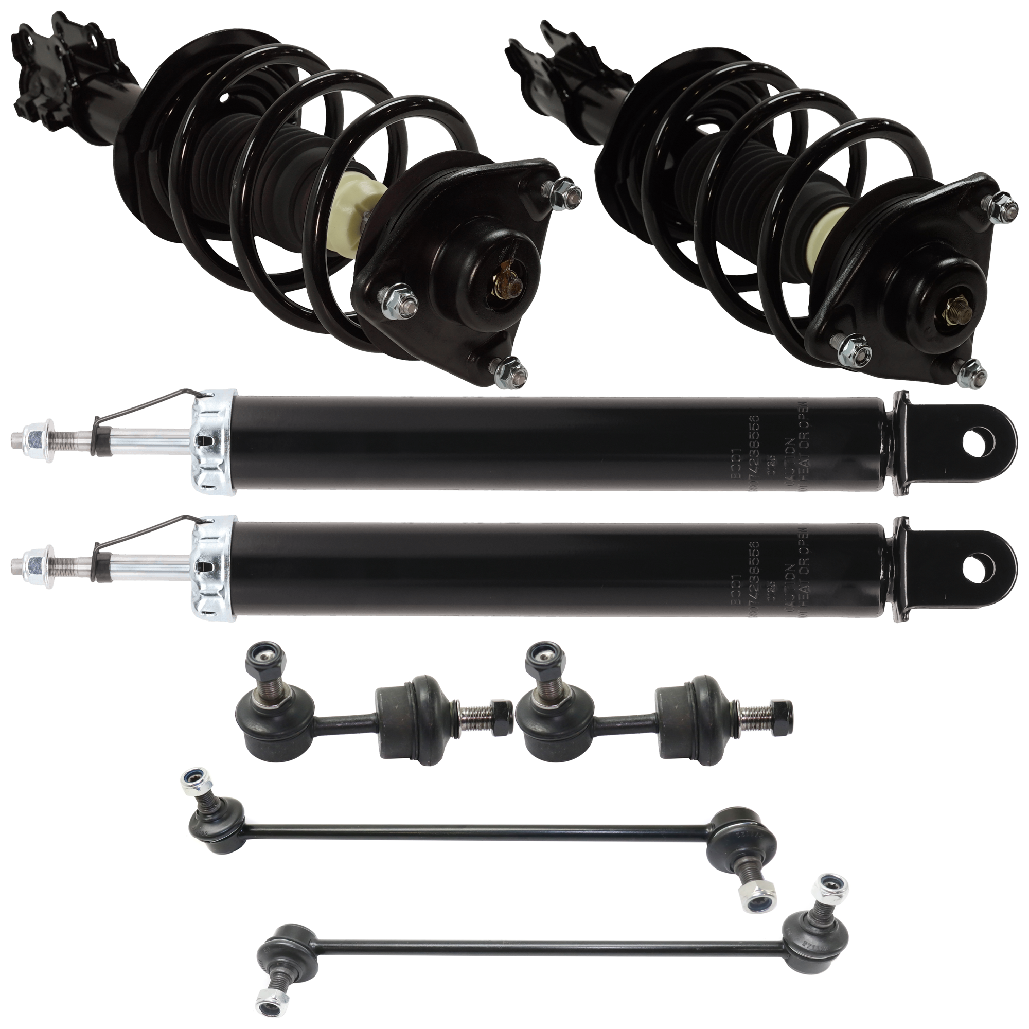 AM SONATA 11-11 FRONT AND REAR SUSPENSION KIT RH AND LH 8 pc kit with Loaded Struts Shock Absorbers and Sway Bar Links SKU KIT 042621-05-42 OEM 172586-1333505L SR4641-1333504