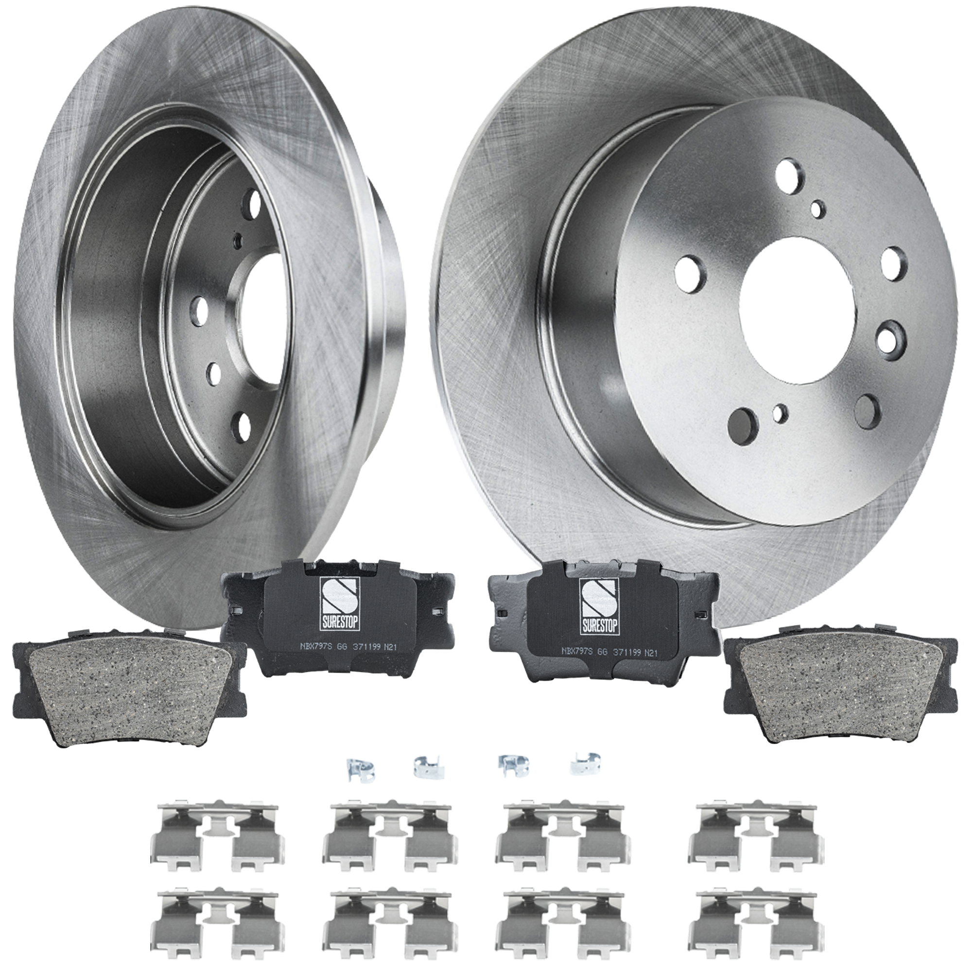 AM CAMRY 12-17 AVALON 13-18 REAR BRAKE DISC AND PAD KIT 4 pc kit SKU KIT 042621-05-54 OEM 44749-0833521-850308-980972-60
