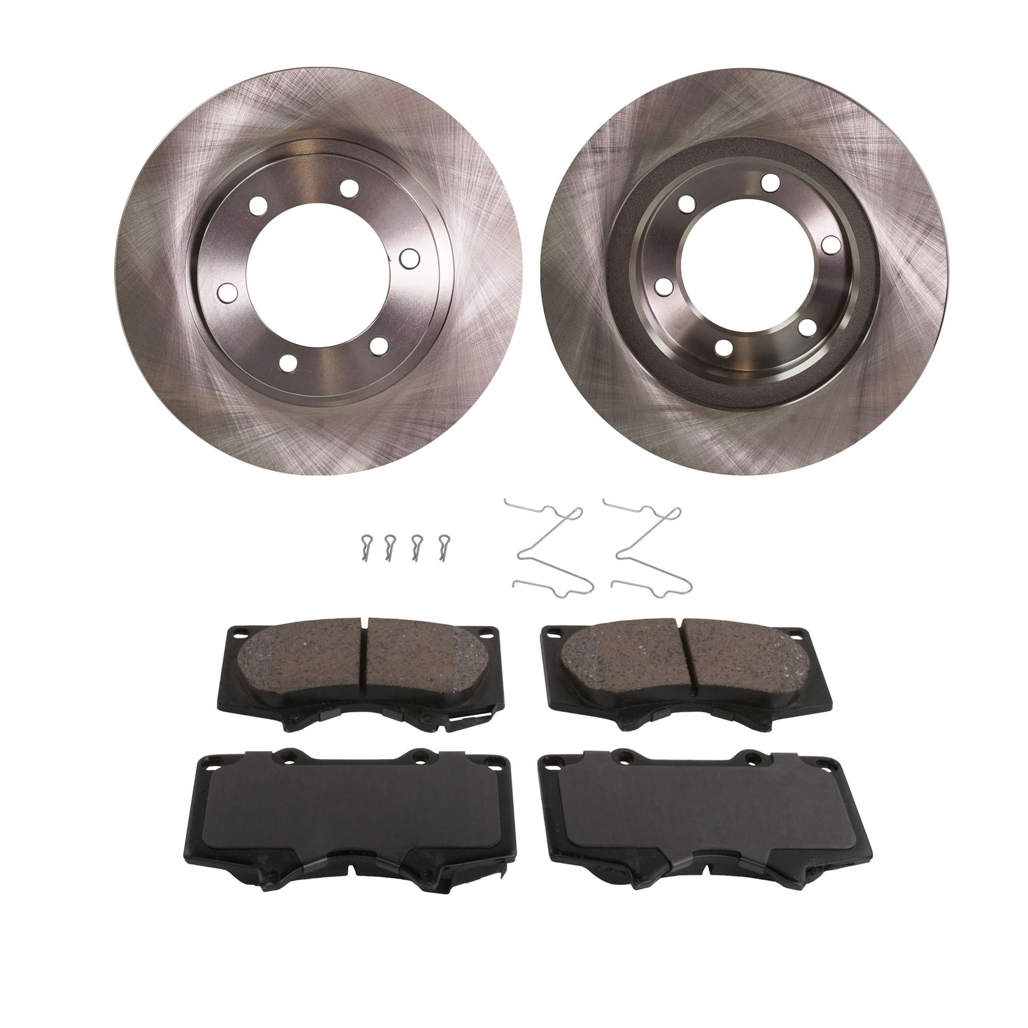 AM 4RUNNER 03-09 TACOMA 05-23 FRONT BRAKE DISC AND PAD KIT 4 pc Kit SKU KIT 042621-05-65 OEM 4351235320-4351235321-04465040