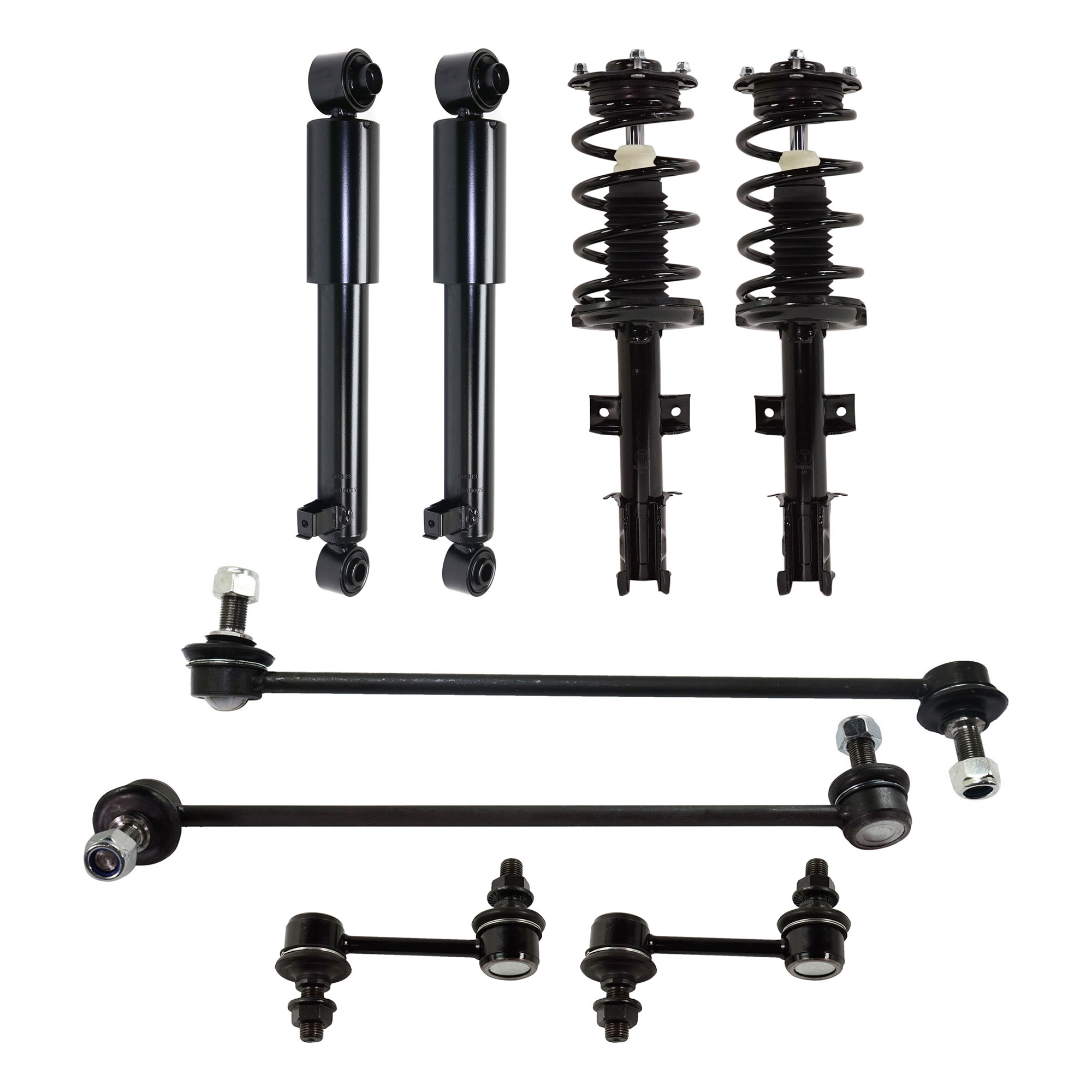 AM SORENTO 11-13 FRONT AND REAR SUSPENSION KIT RH AND LH 8 pc kit with Loaded Struts Shock Absorbers and Sway Bar Links SKU KIT 042621-05-69 OEM 553101U500-553101U400-555302B0